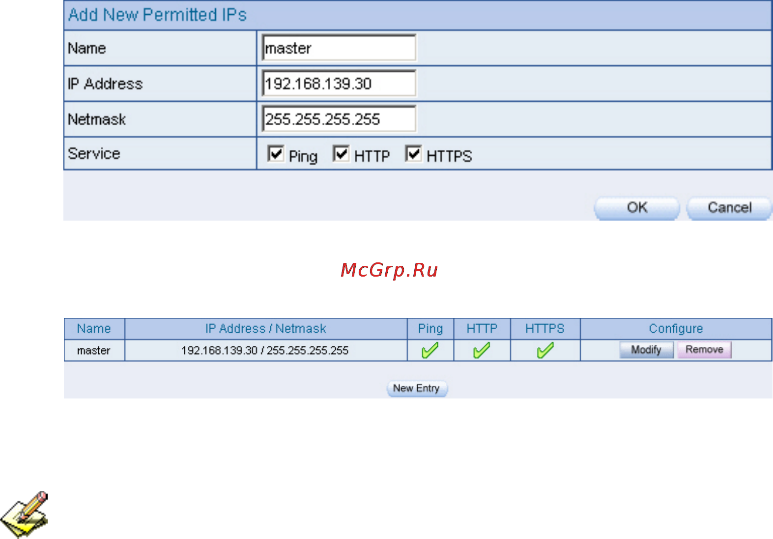 Planet IM-1000 [24/211] Permitted ips