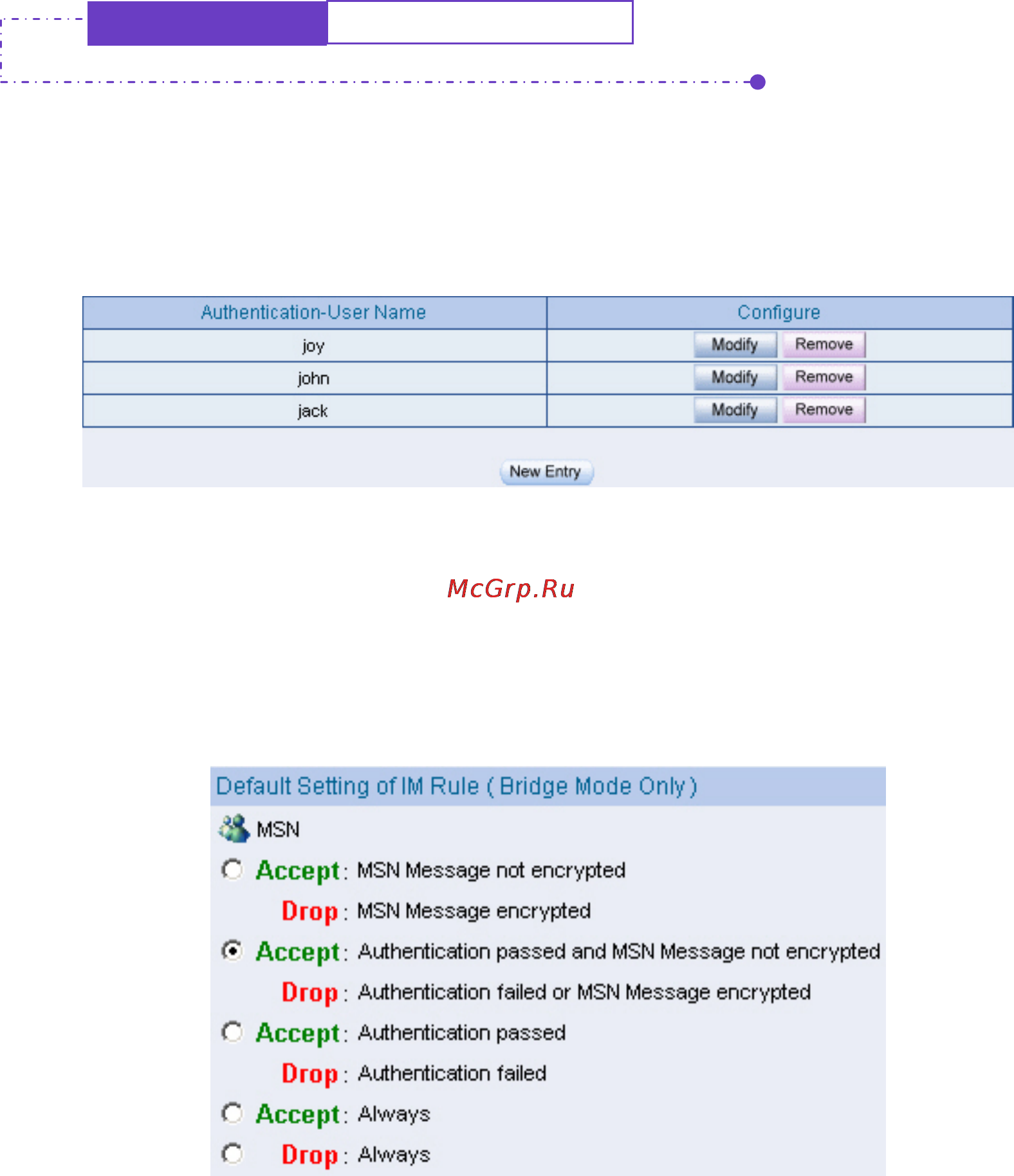Planet IM-1000 [60/211] Internal user must pass the im authentication then he she is allowed to create msn connection use the built in user authentication