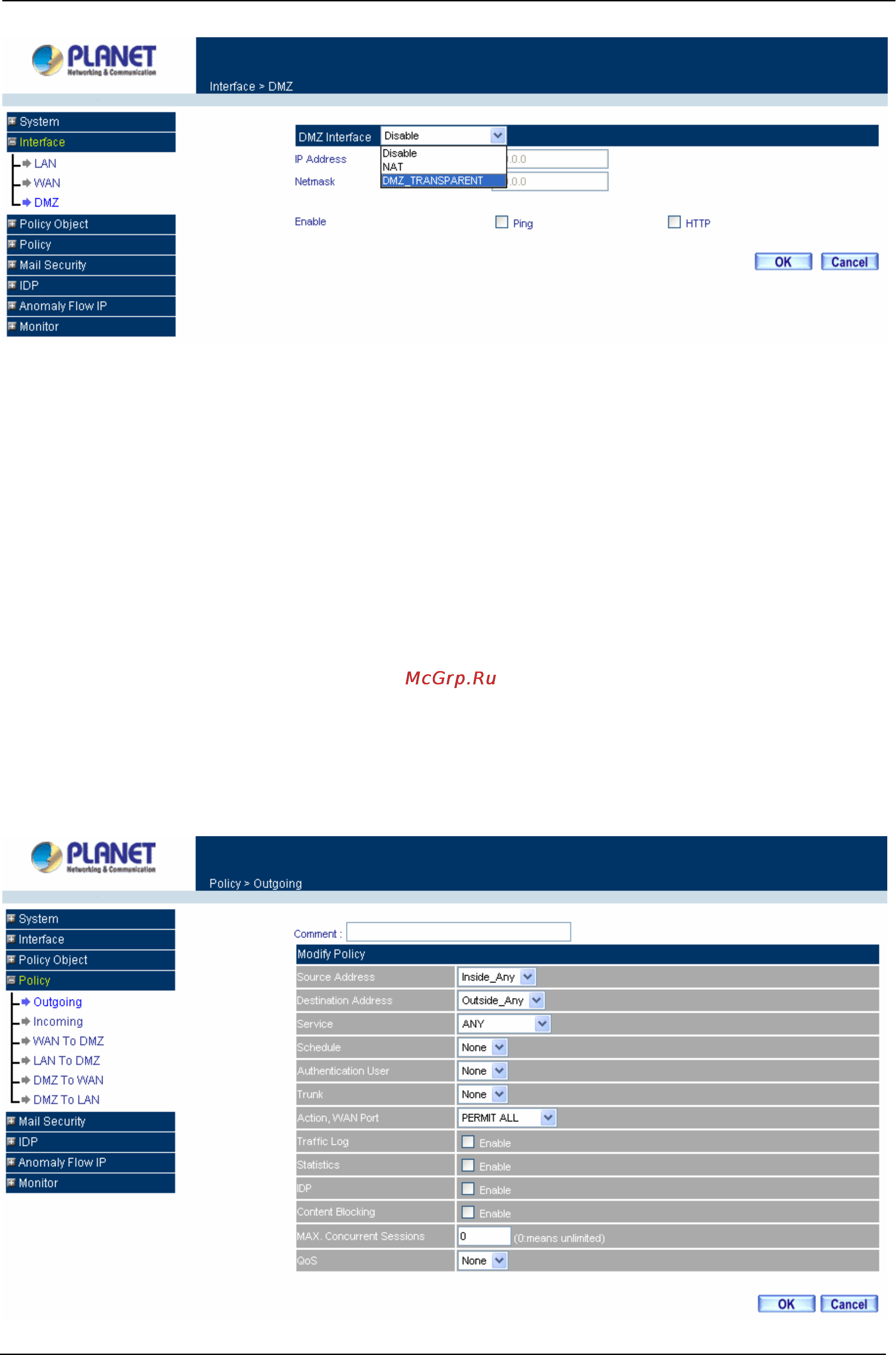 Planet CS-1000 [14/226] Configure policy