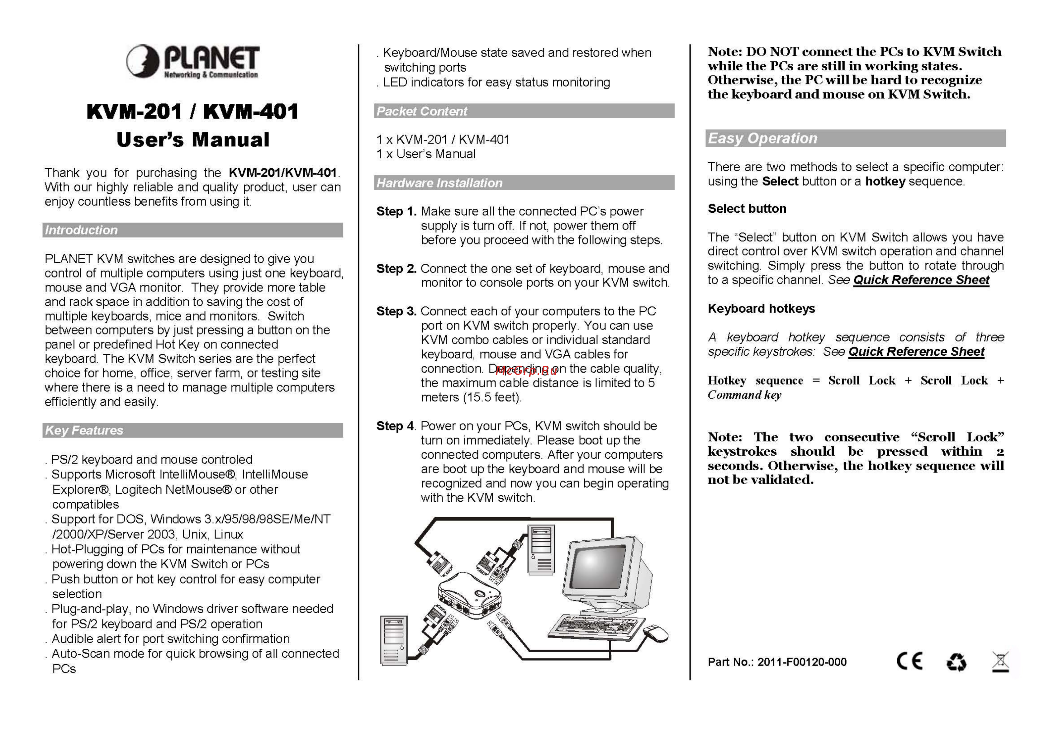 Planet KVM-401 Инструкция по эксплуатации онлайн