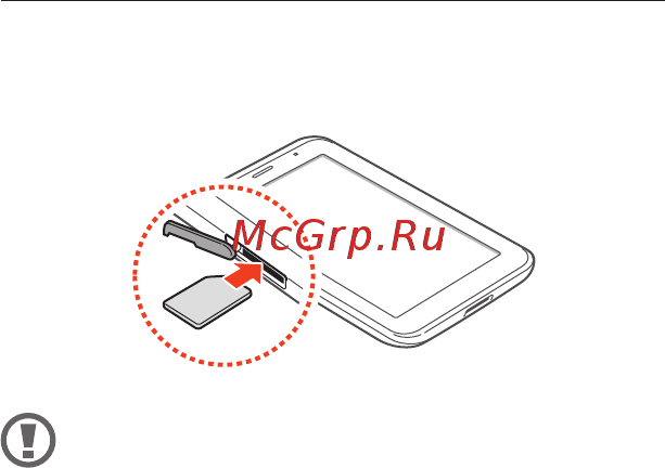Samsung GT-P3100 8Gb White [10/33] Вставьте sim или usim карту в устройство золотистыми 2 контактами вниз