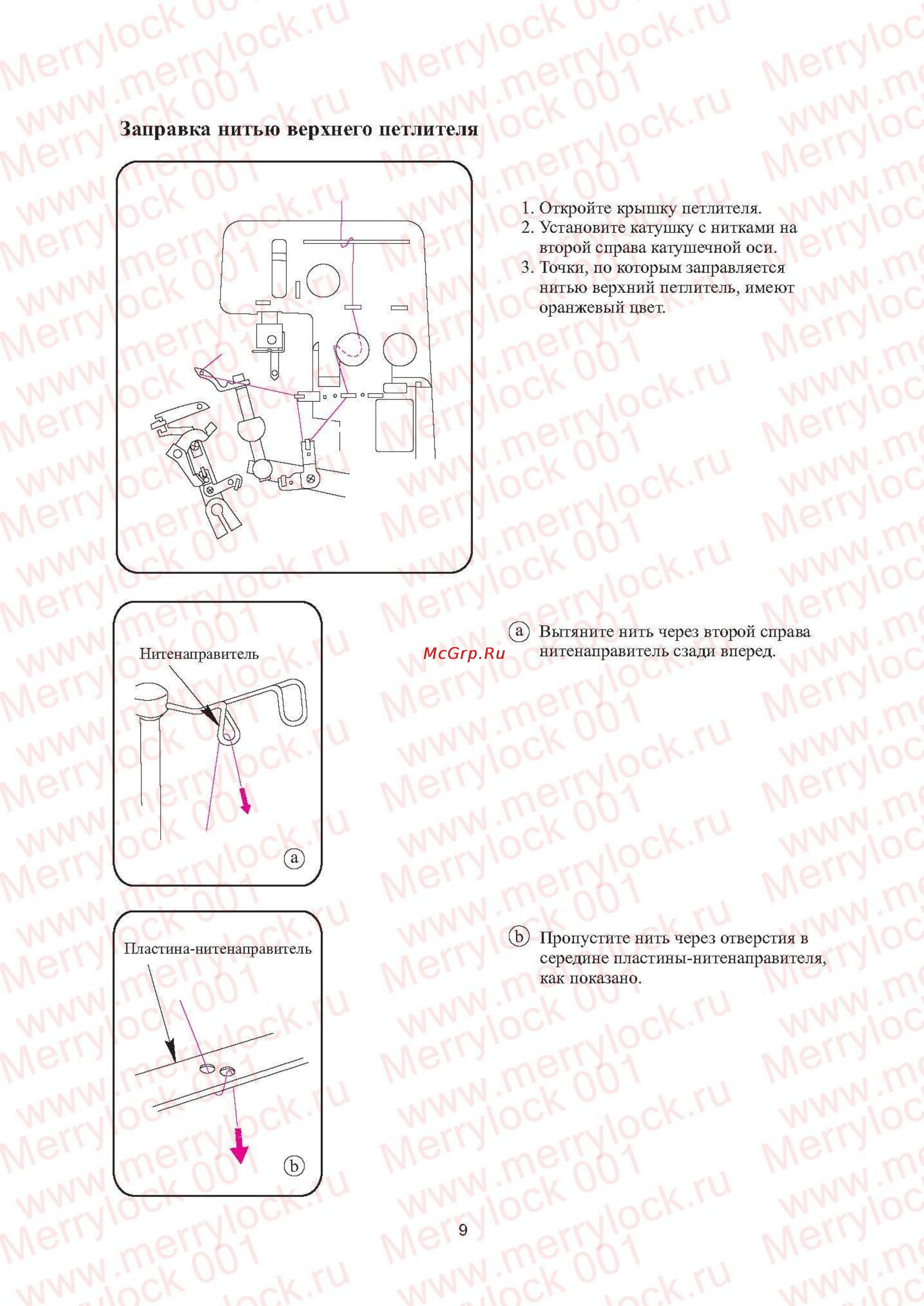 Merrylock 001 [11/27] Заправка нитью верхнего петлителя
