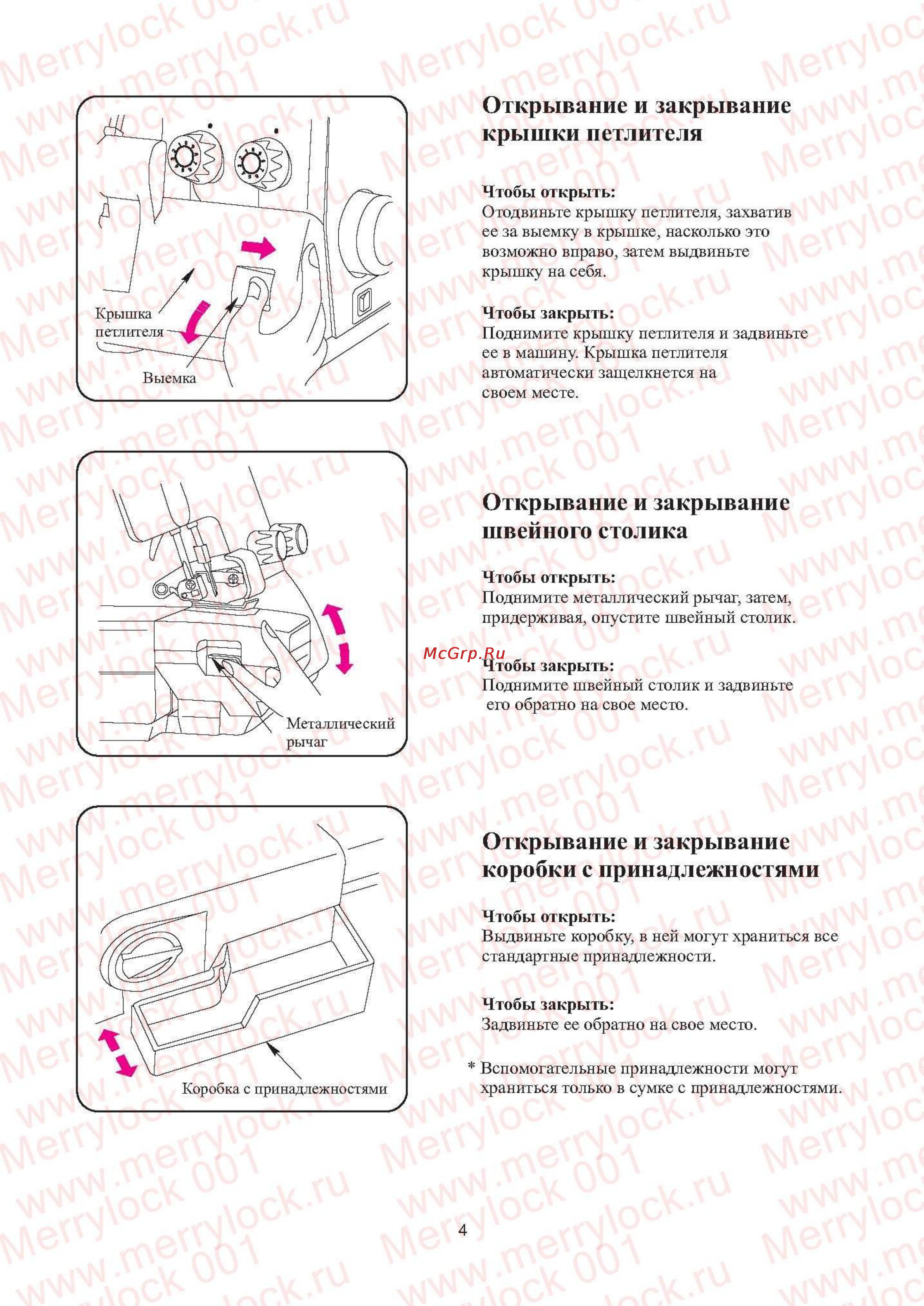 Merrylock 001 [6/27] Открывание и закрывание швейного столика
