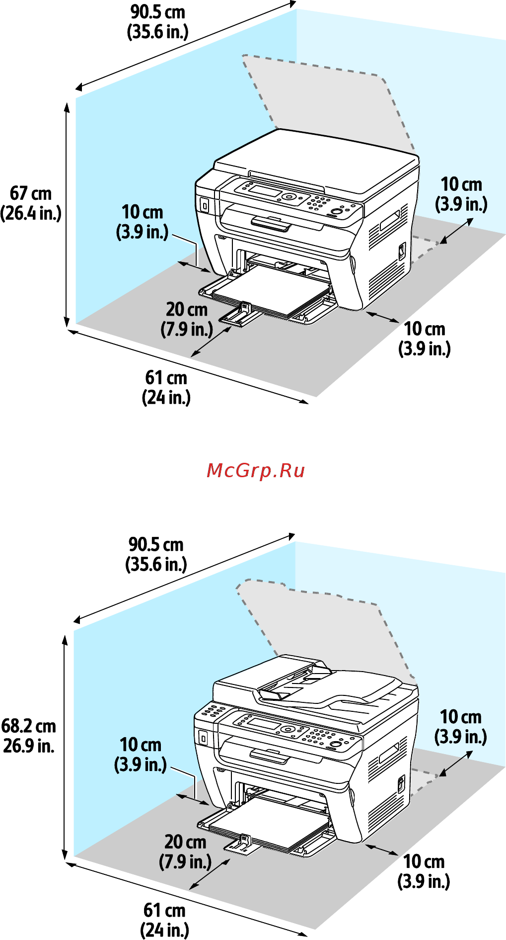 Xerox WorkCentre 3045/B Black [186/209] Требования к расстоянию до соседних объектов