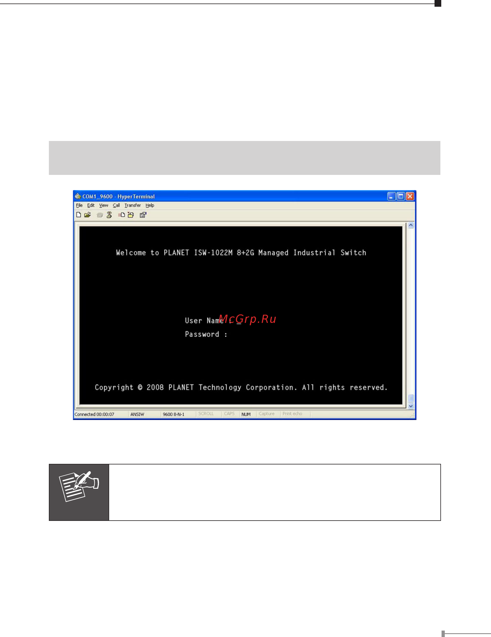 Planet ISW-1022M [7/12] Logon to the console