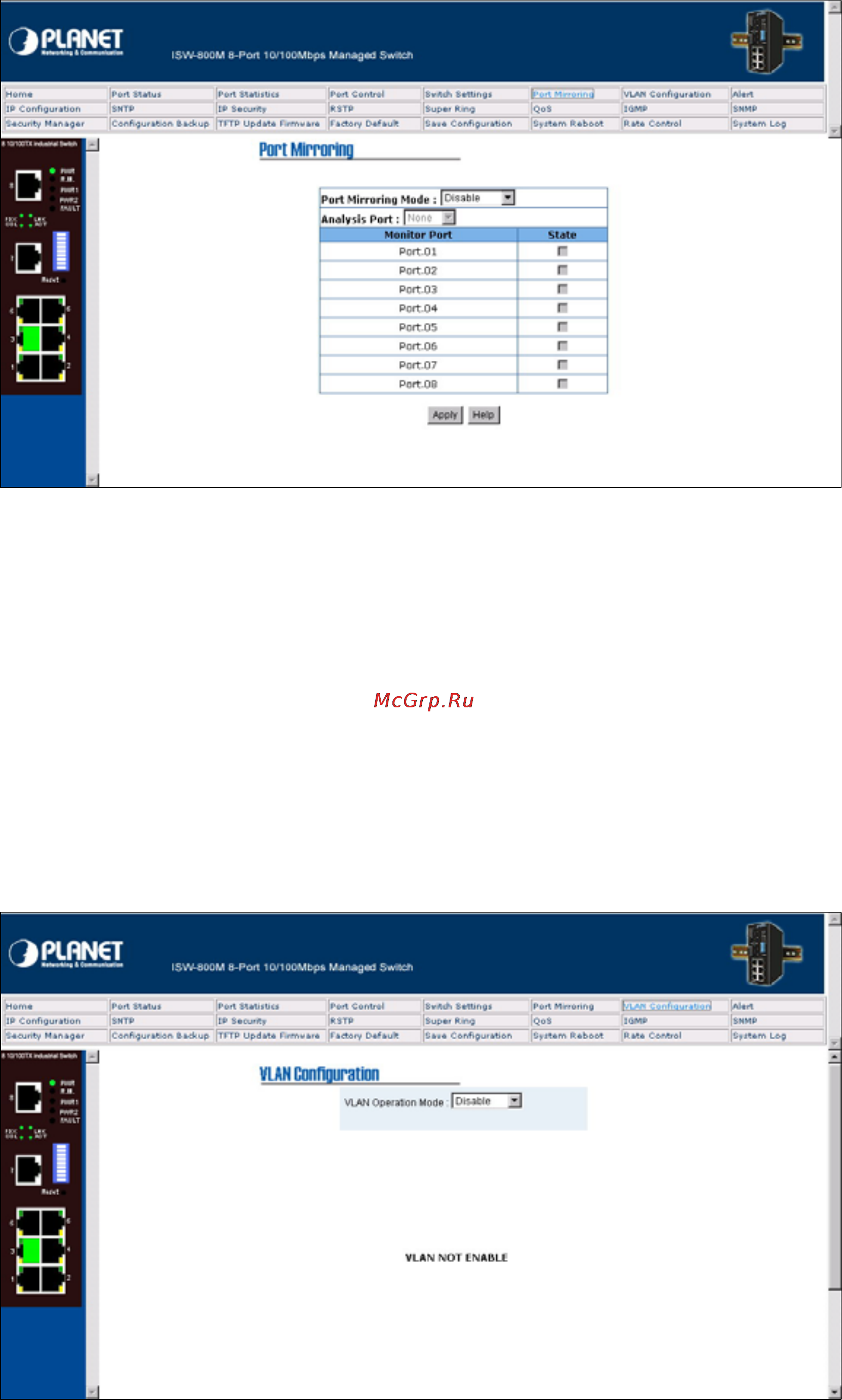 Planet ISW-800M [27/57] Vlan configuration