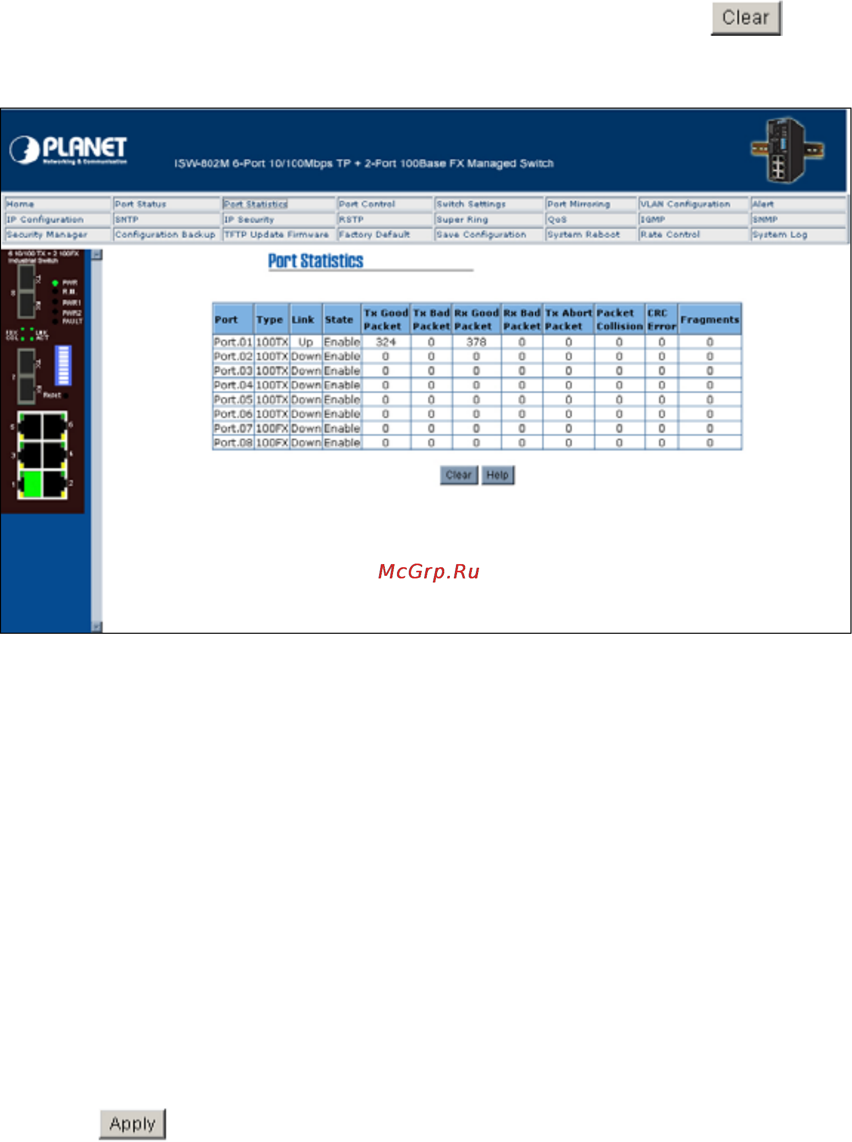 Planet ISW-802M [24/60] Port statistics