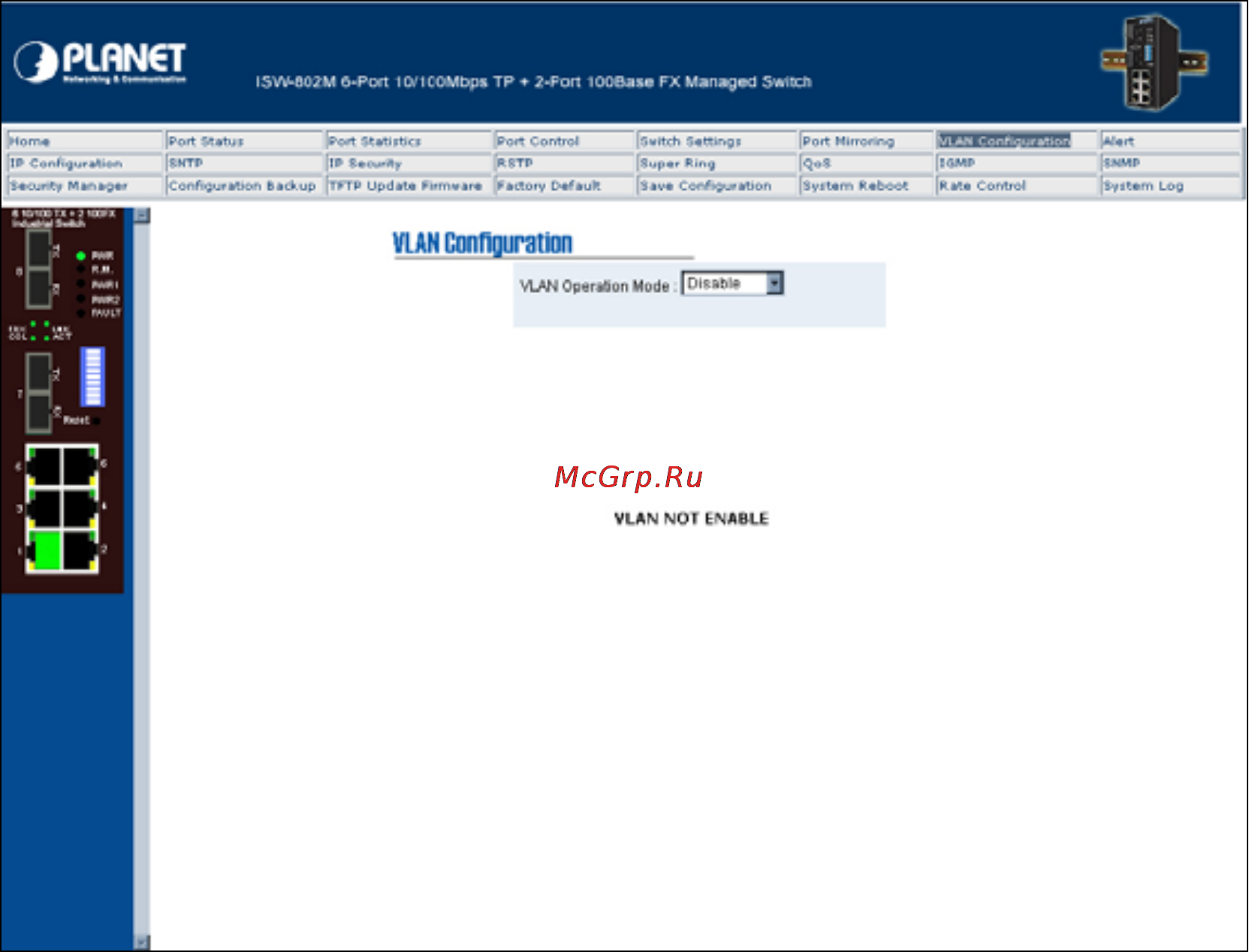 Planet ISW-802M [28/60] Port based vlan