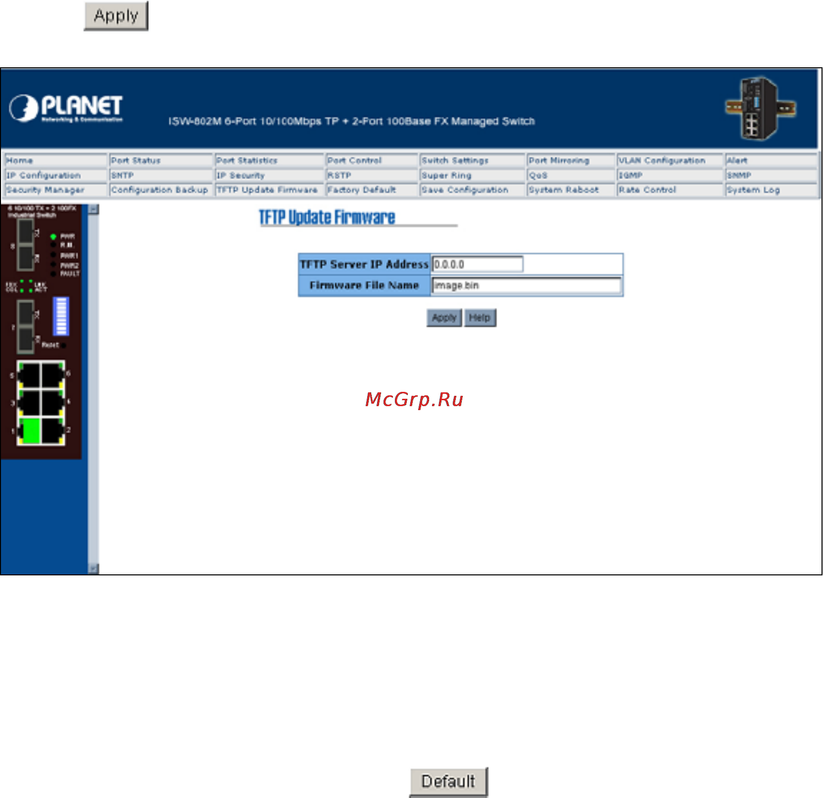 Planet ISW-802M [52/60] Factory default