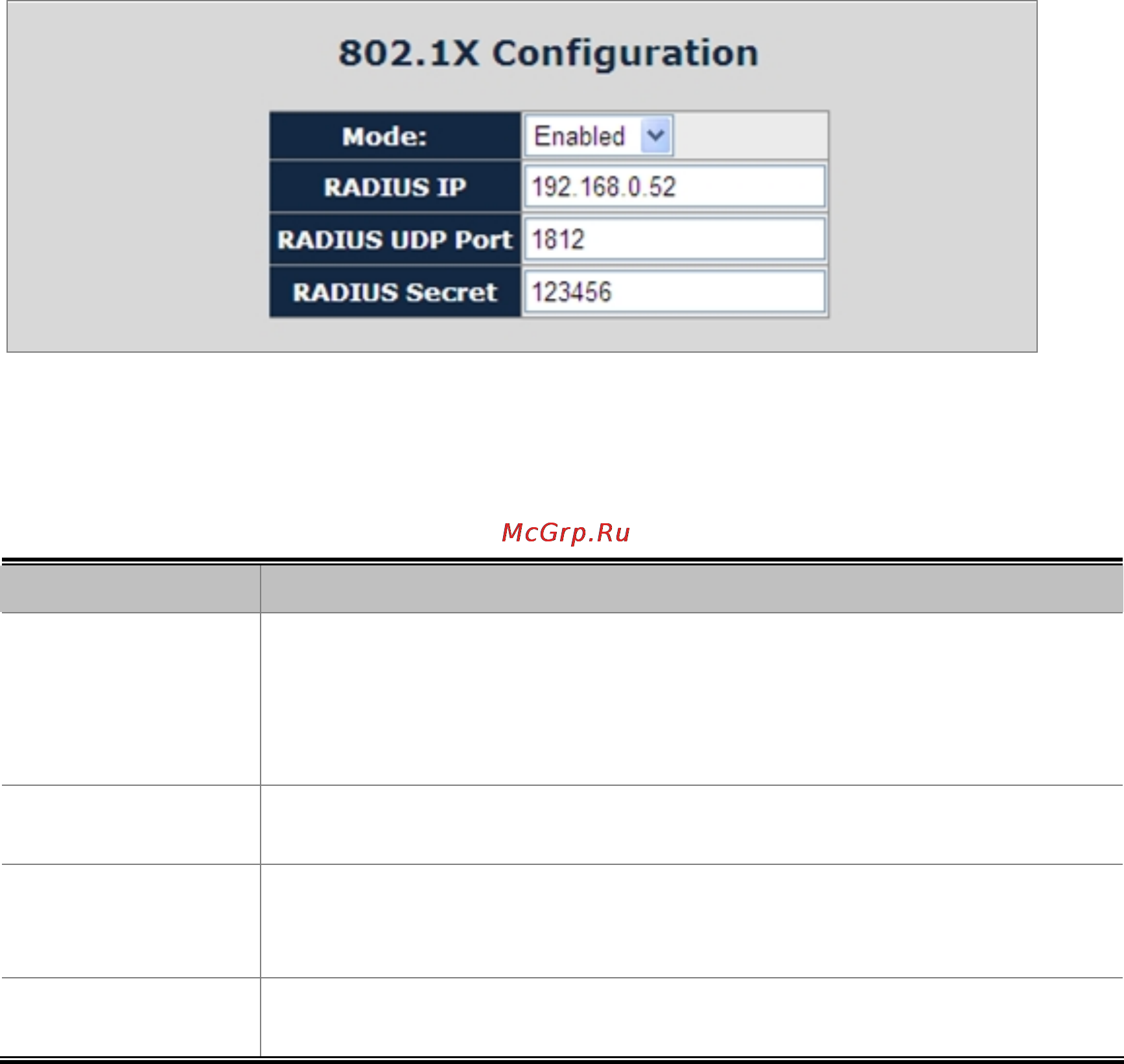 Planet IGS-801 [99/120] Radius server configuration