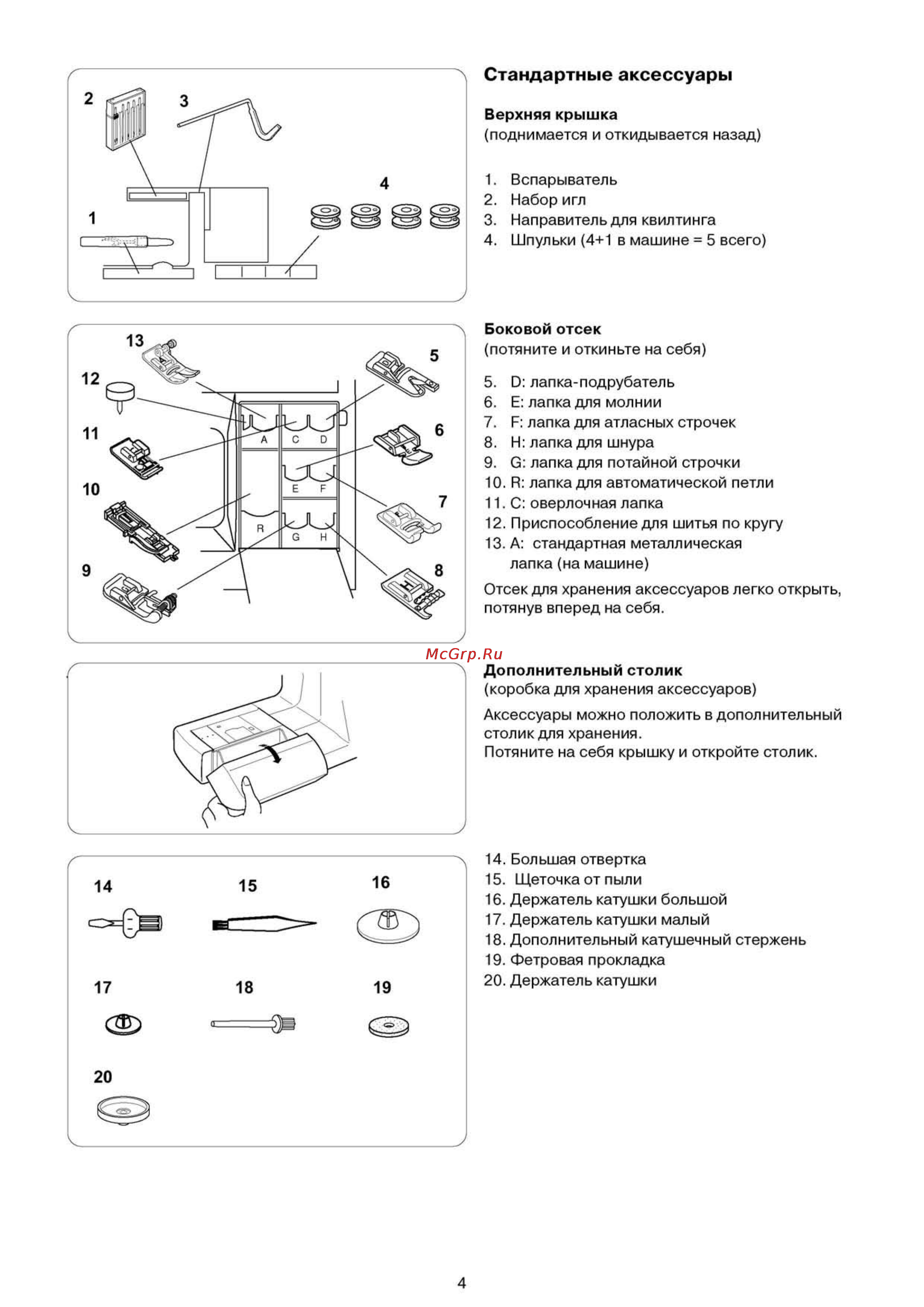 Elna 6200 [5/58] Стандартные аксессуары