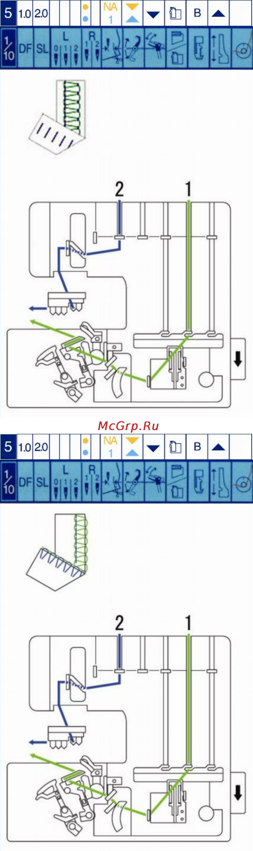 Elna 745 [24/58] Выбрать 5 и настроить машину