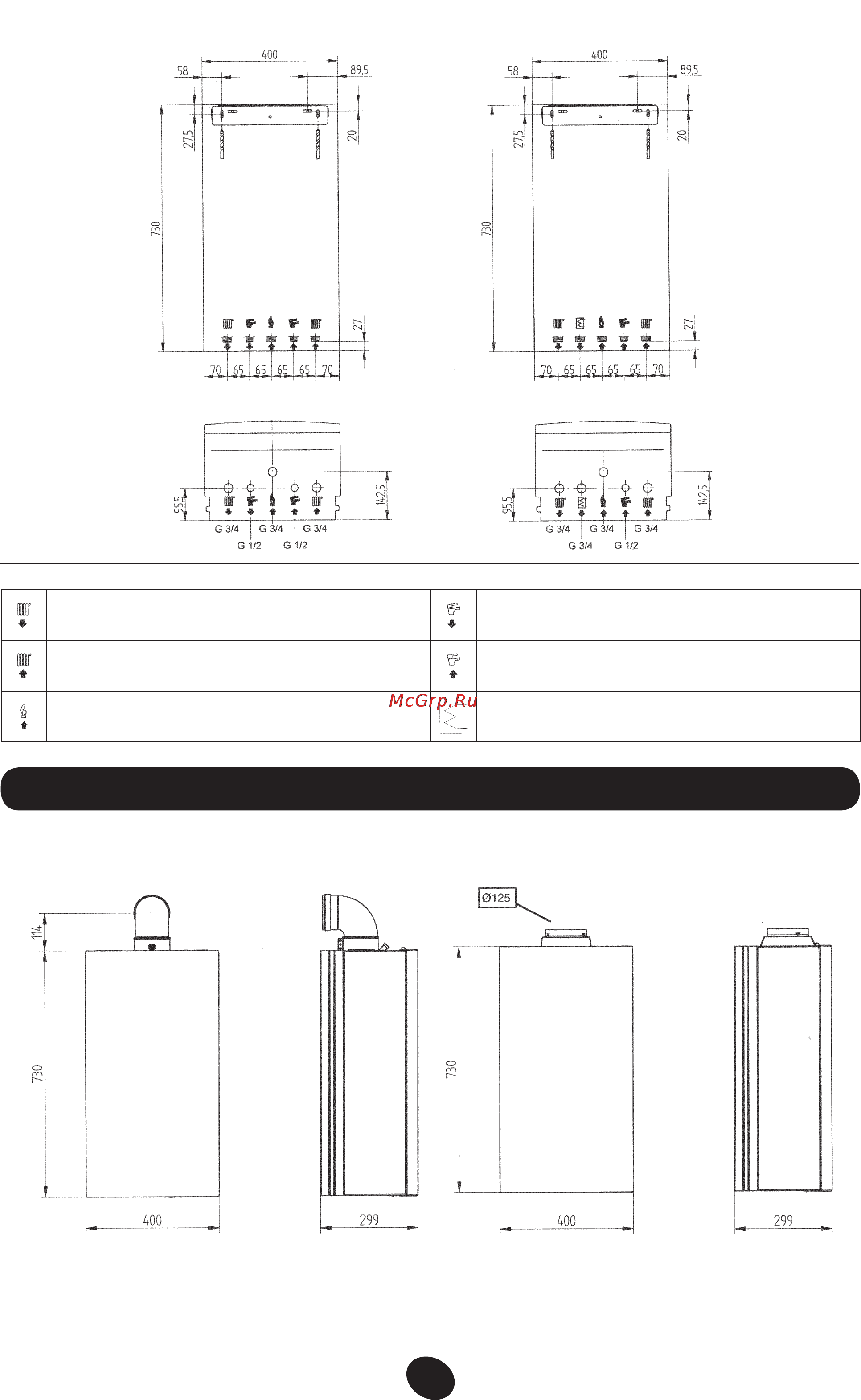 De Dietrich MS 24 MI [208/332] Dimensioni caldaia 15 dimensiunile centralei termice