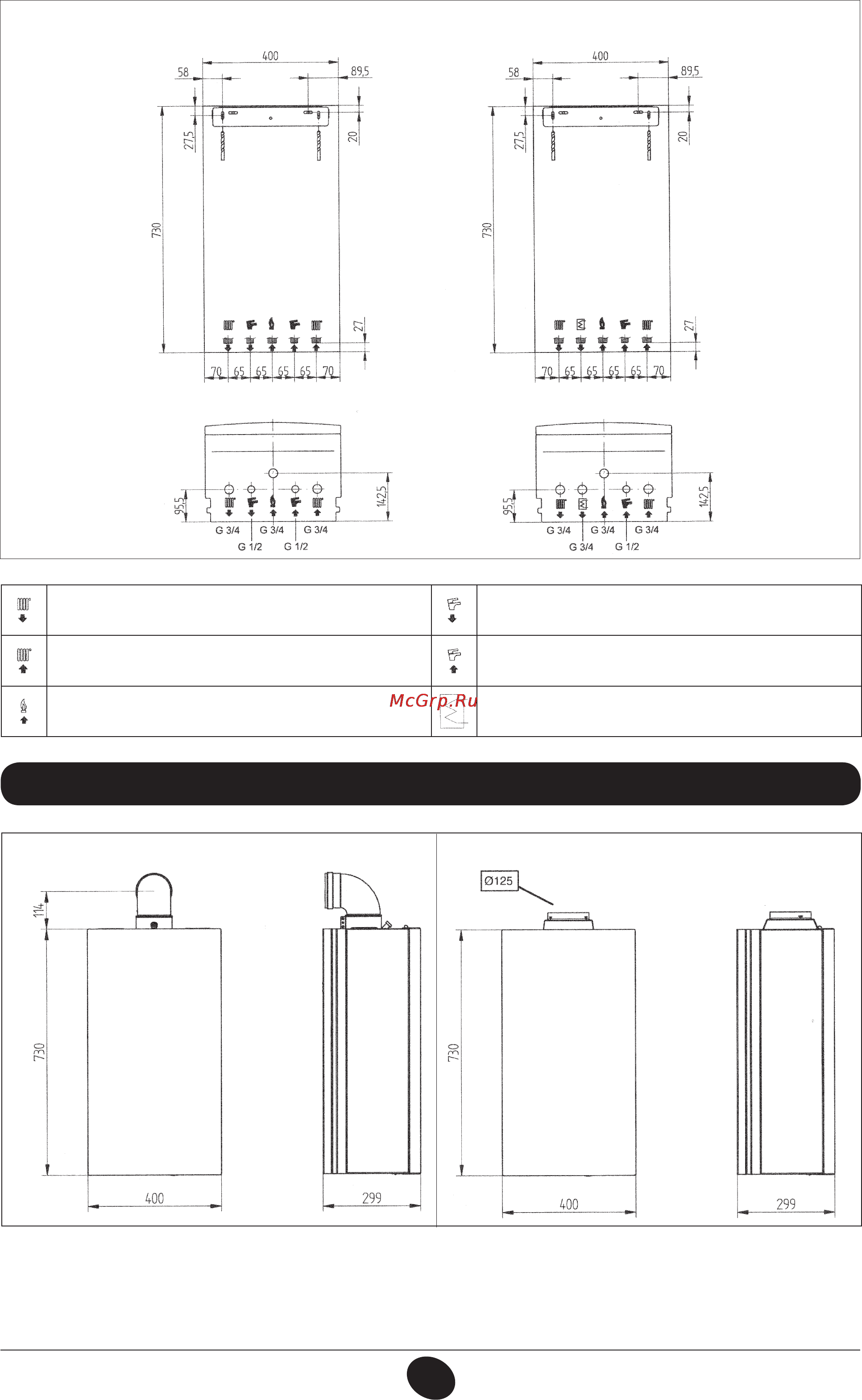 De Dietrich MS 24 MI [274/332] Dimensioni caldaia 15 габаритные размеры котла