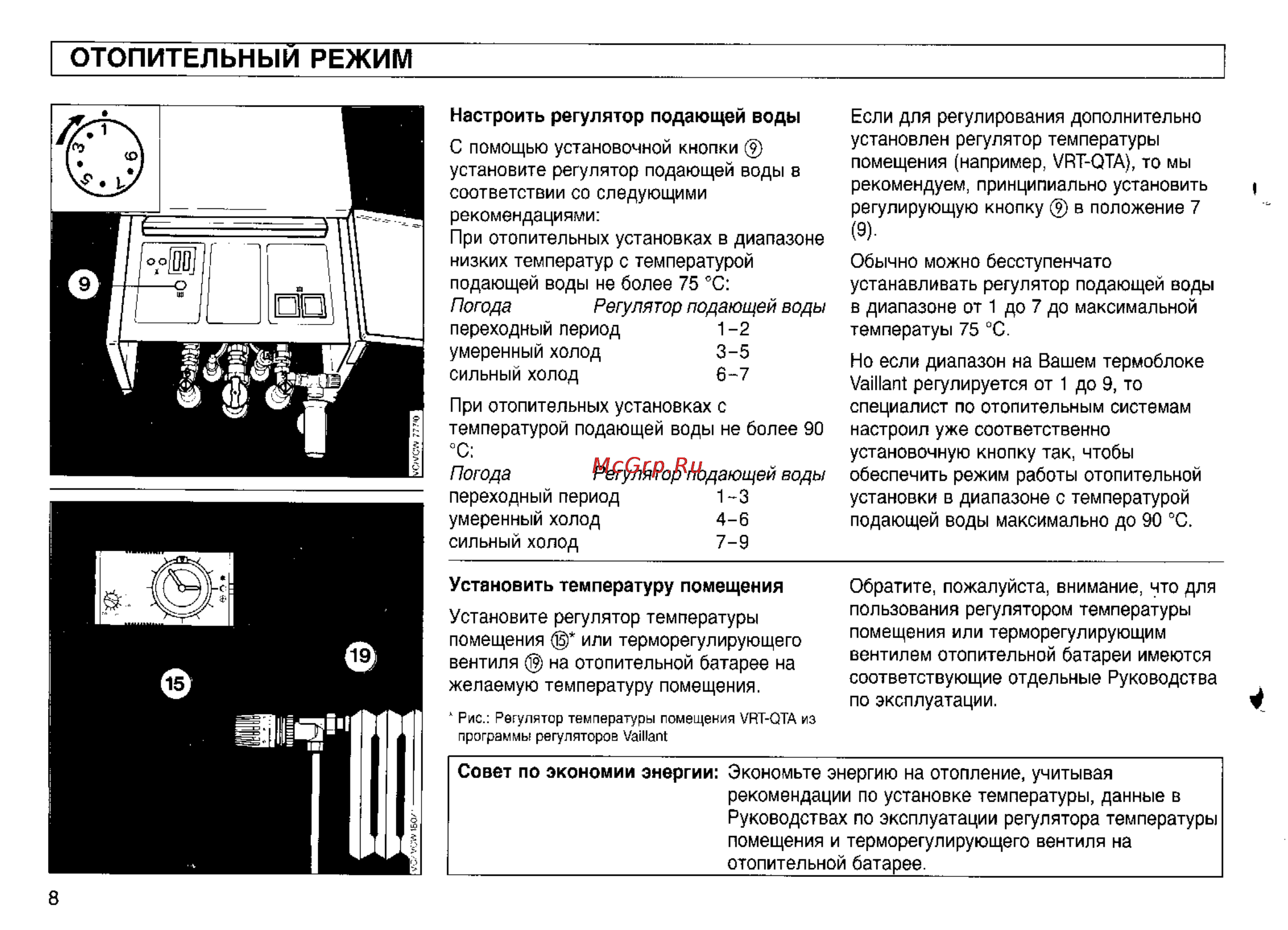 Vaillant VCWE/XEU [8/12] Отопительный режим