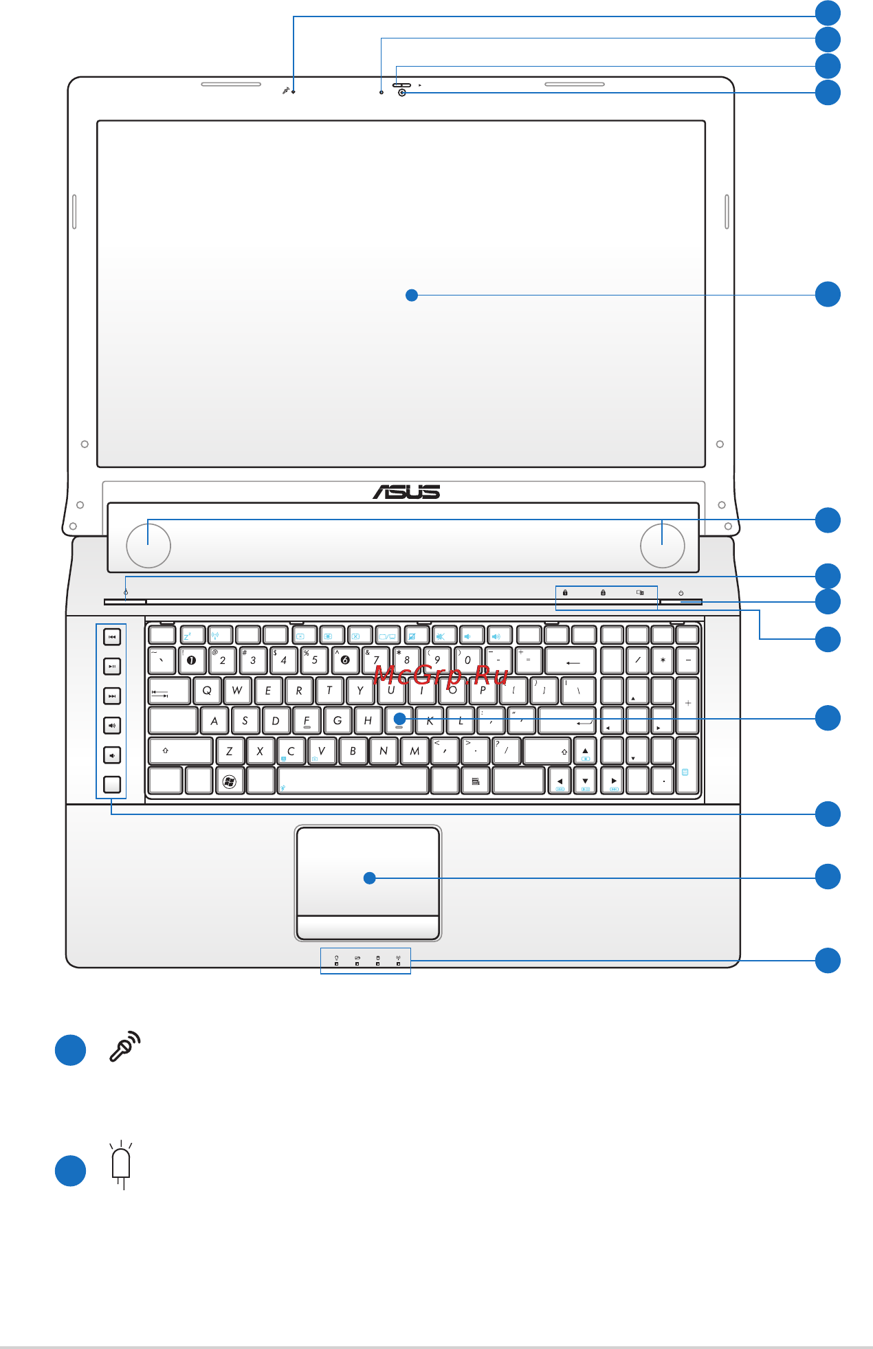 Asus N73SM [12/112] Верхняя сторона
