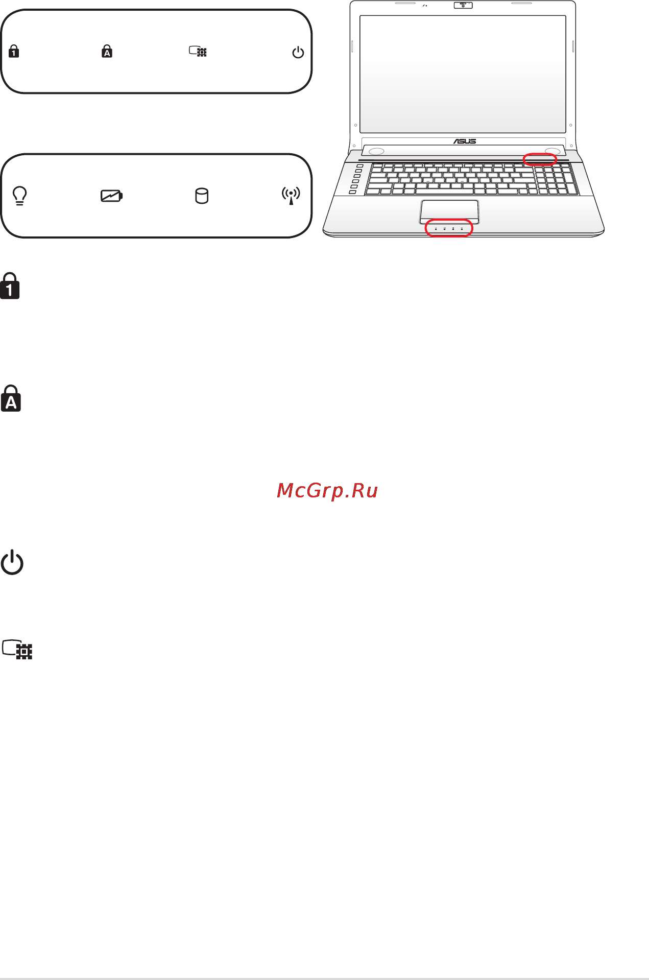 Asus N73SM [43/112] Индикаторы