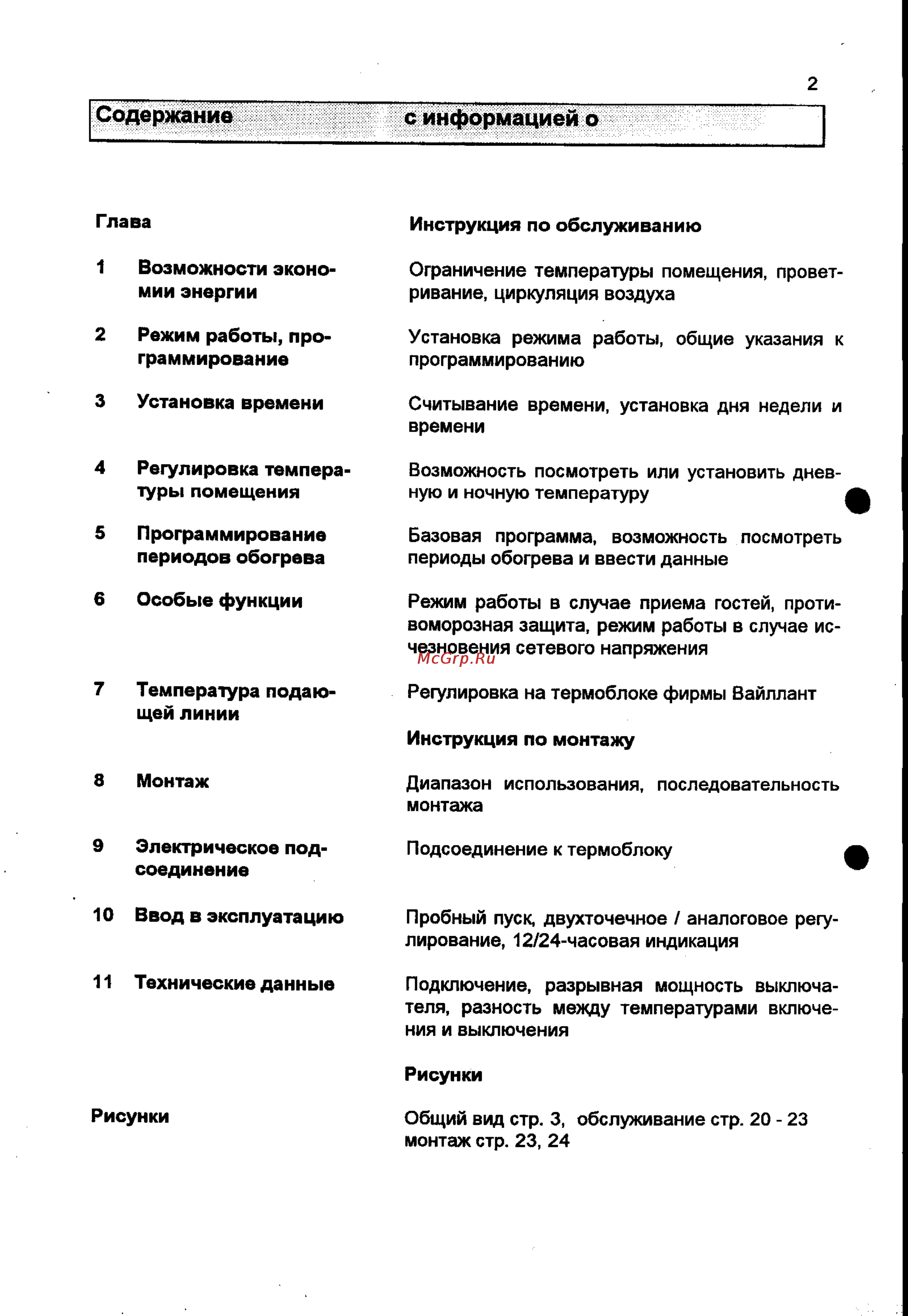 Vaillant VRT-PZA [2/24] Содержание с информацией о