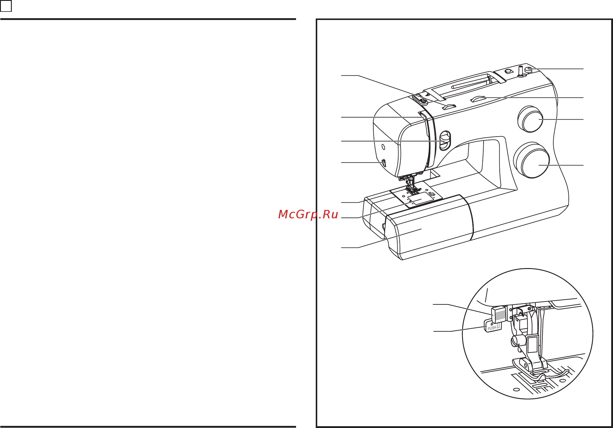 Singer TALENT 3223 [5/70] Principal parts of the machine