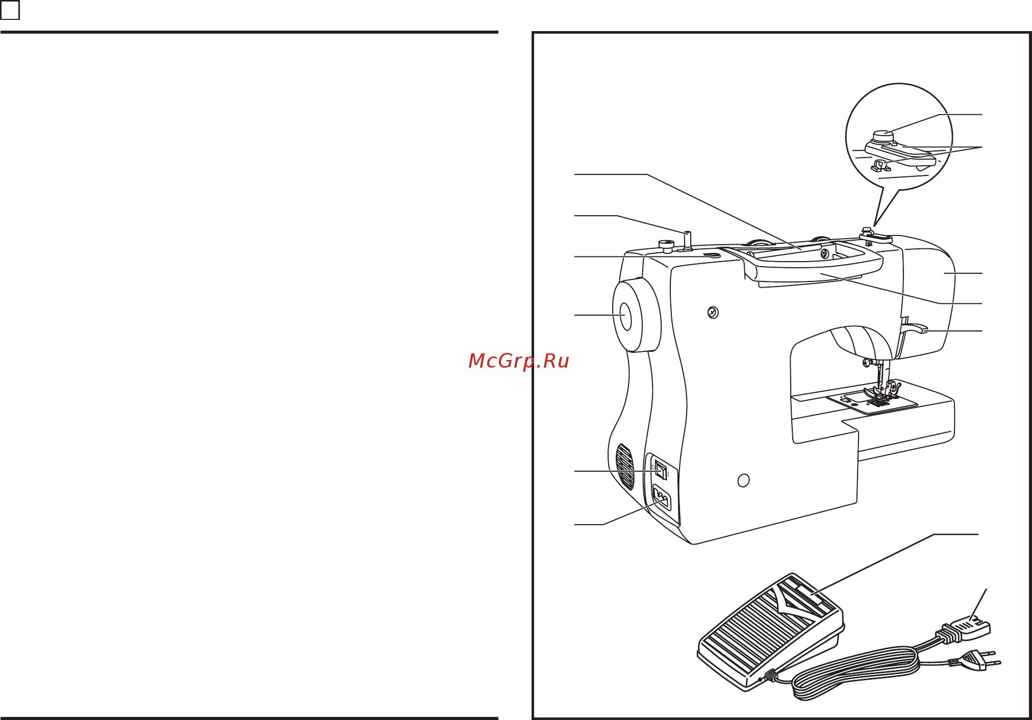 Singer TALENT 3223 [6/70] Principal parts of the machine