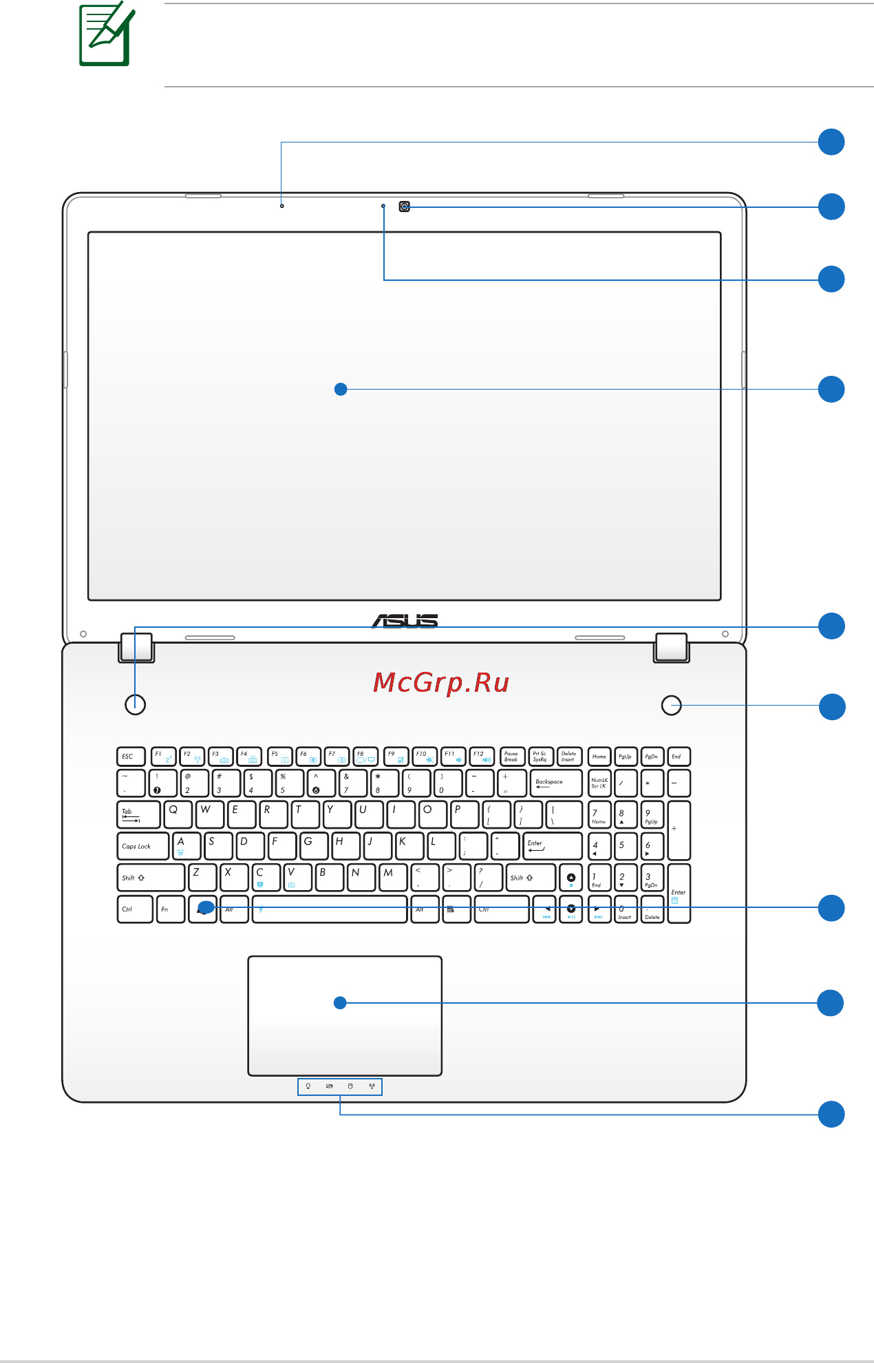 Asus N76VZ [14/117] Верхняя сторона