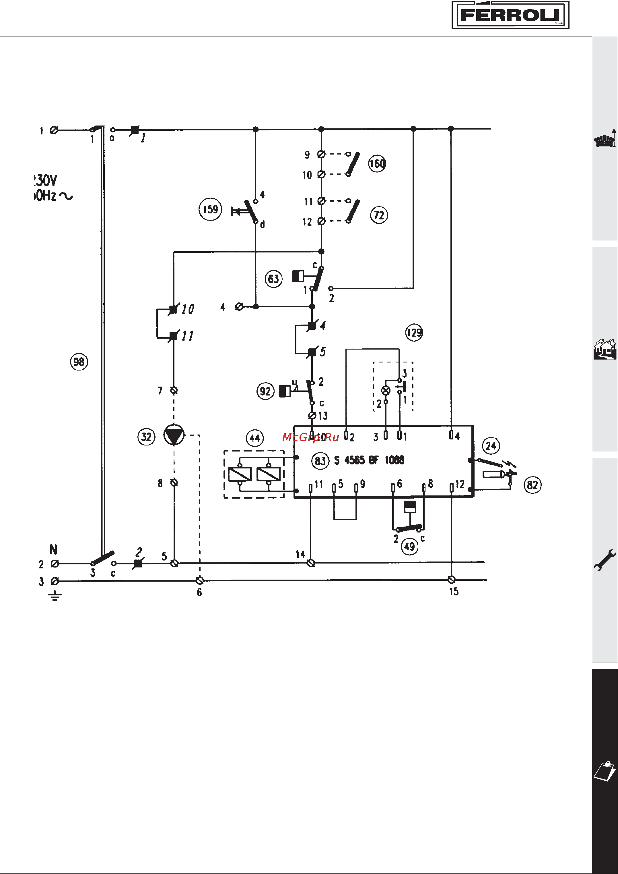 Ferroli PEGASUS 0E4L5AWA [25/27] Электрическая схема