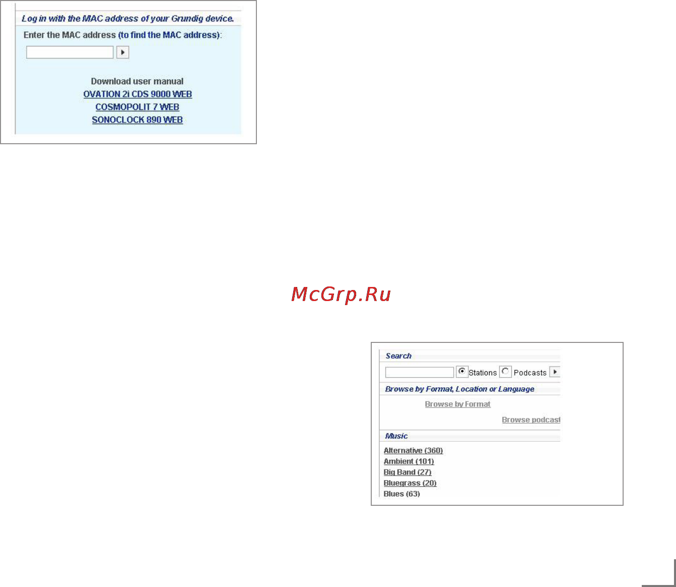 Grundig Cosmopolit 3F WEB [25/52] Internet radio tuning servic