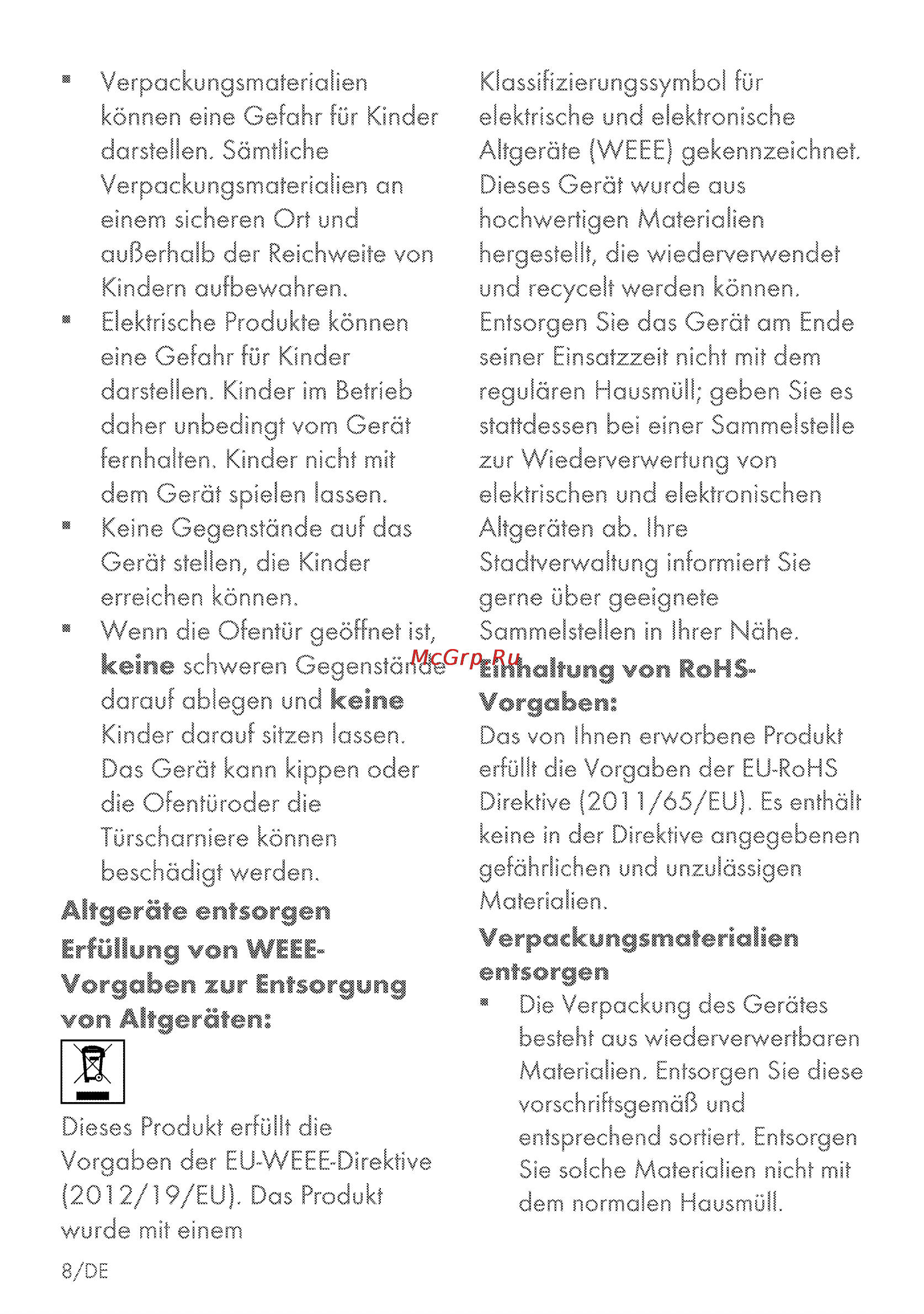 Grundig GEBE 13000 X [8/64] Altgeräte entsorgen erfüllung von weee vorgaben zur entsorgung von altgeräten