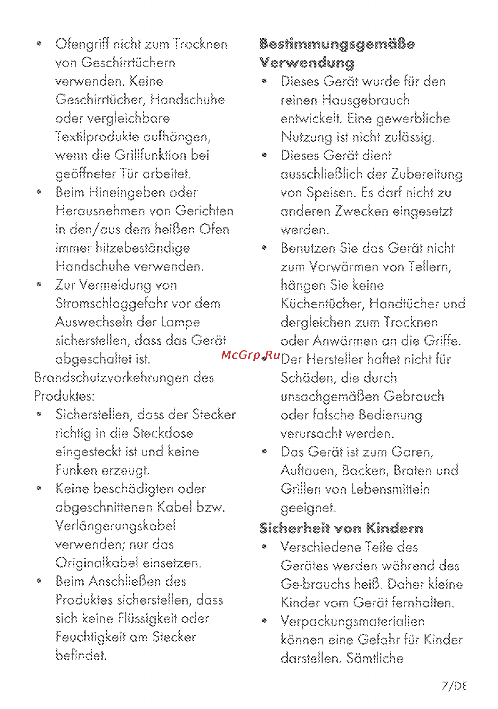 Grundig GEBM 34000 X [7/72] Bestimmungsgemäße verwendung