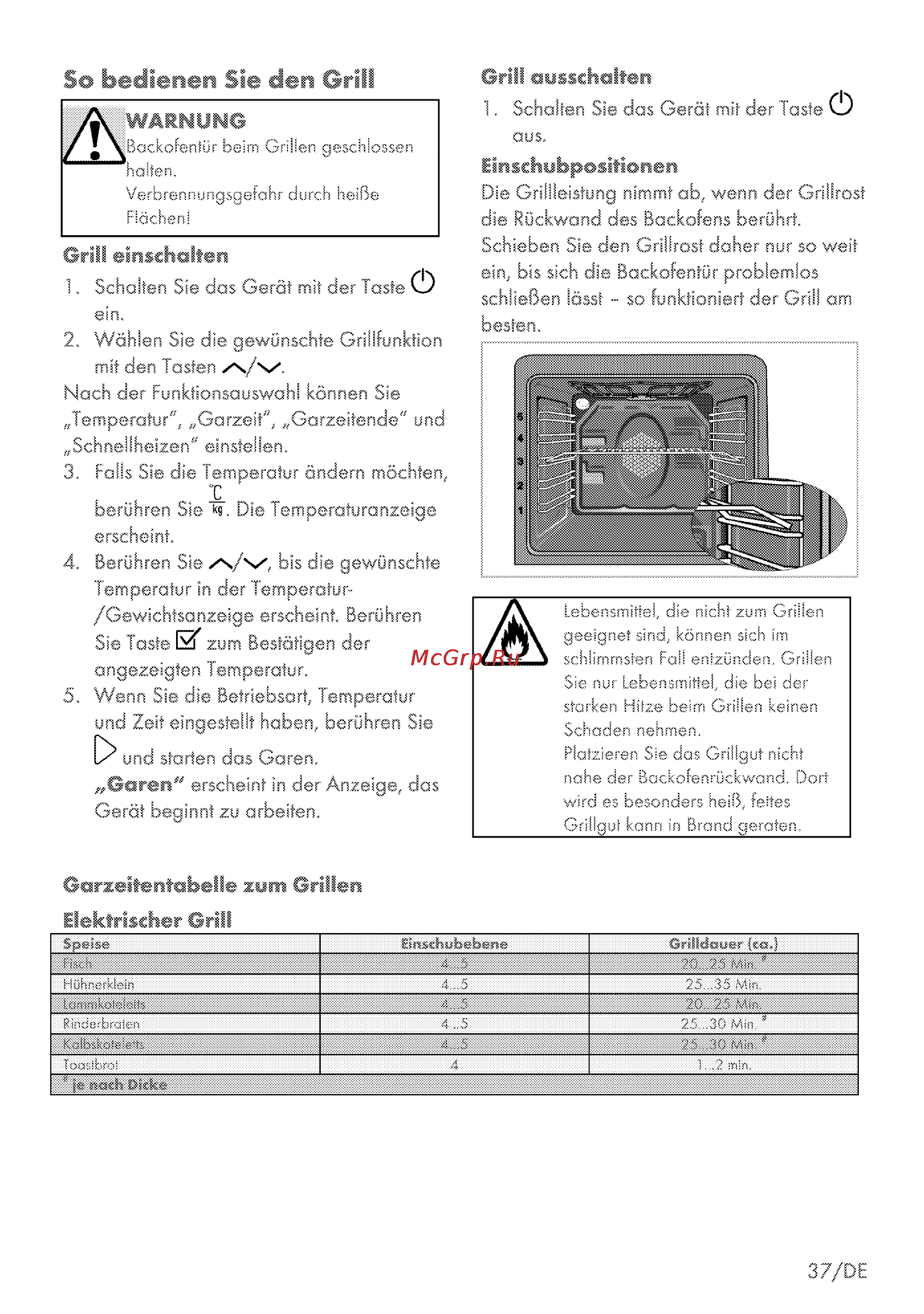 Grundig GEBD 47000 B [37/88] So bedienen sie den grill