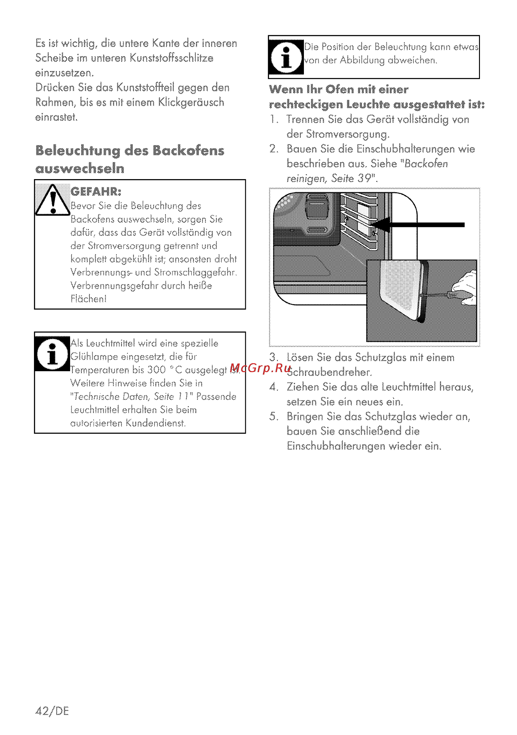 Grundig GEBD 47000 B [42/88] Beleuchtung des backofens auswechseln