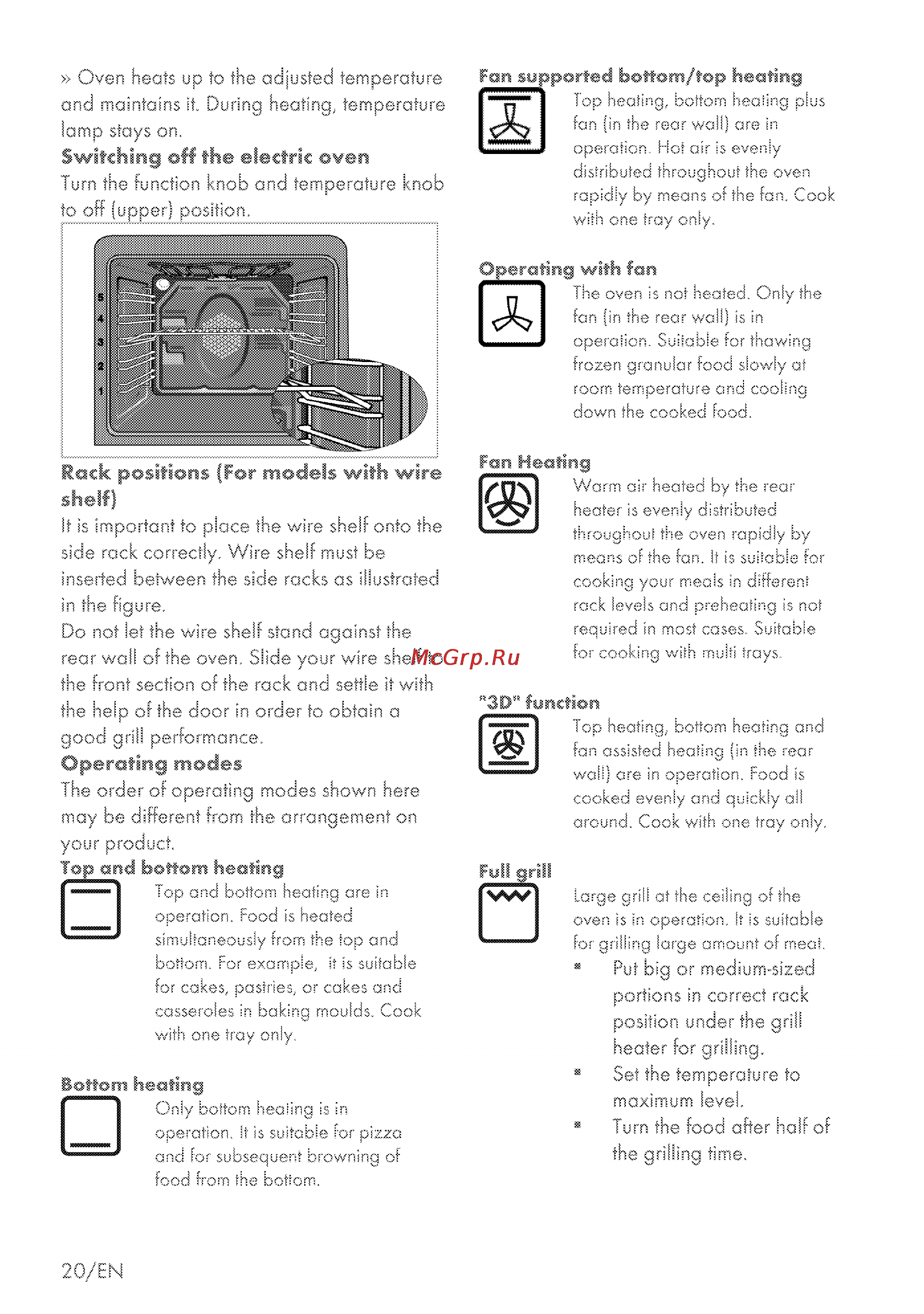 Grundig GEBM 13000 X [50/64] Operating modes