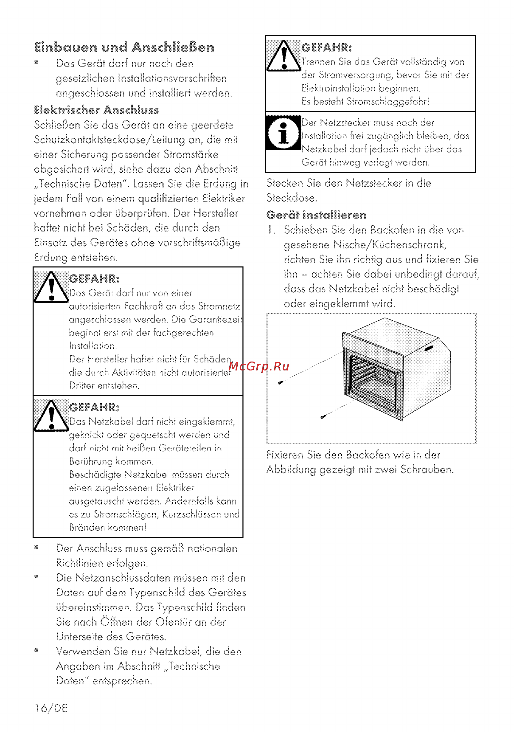 Grundig GEBM 25000 BP [16/72] Einbauen und anschließen