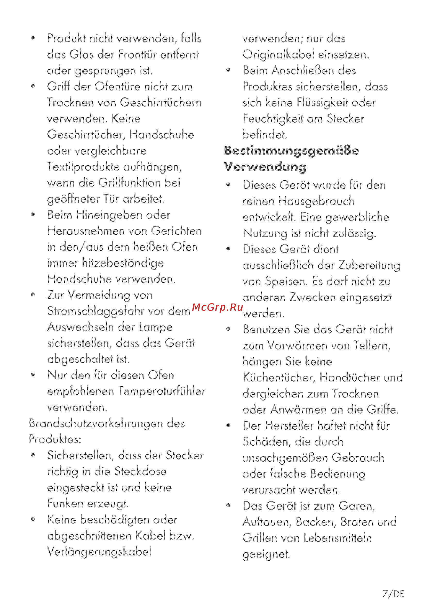 Grundig GEZM 47000 B [7/80] Bestimmungsgemäße verwendung