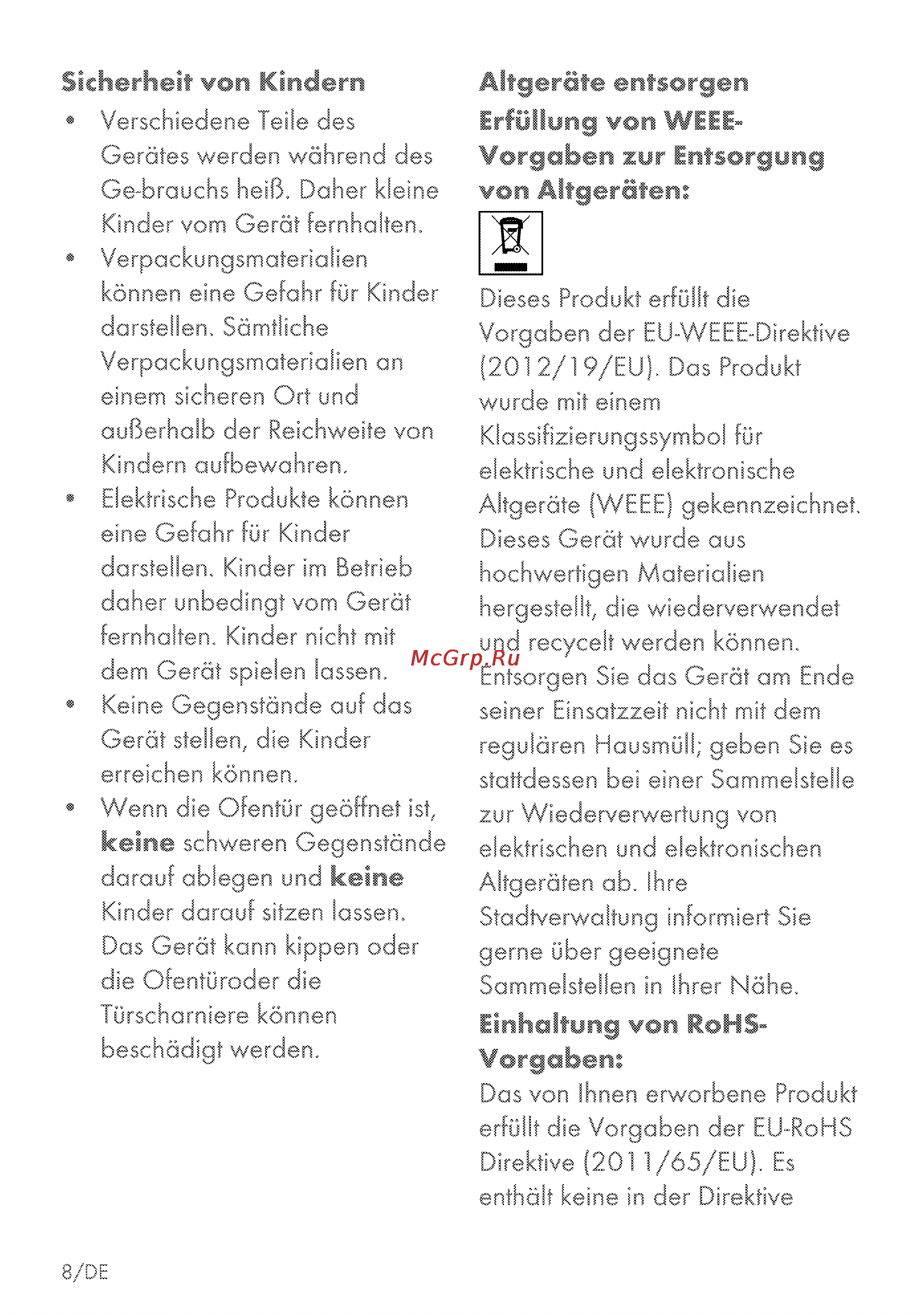 Grundig GEZM 47000 B [8/80] Altgerate entsorgen erfüllung von weee vorgaben zur entsorgung von altgeräten