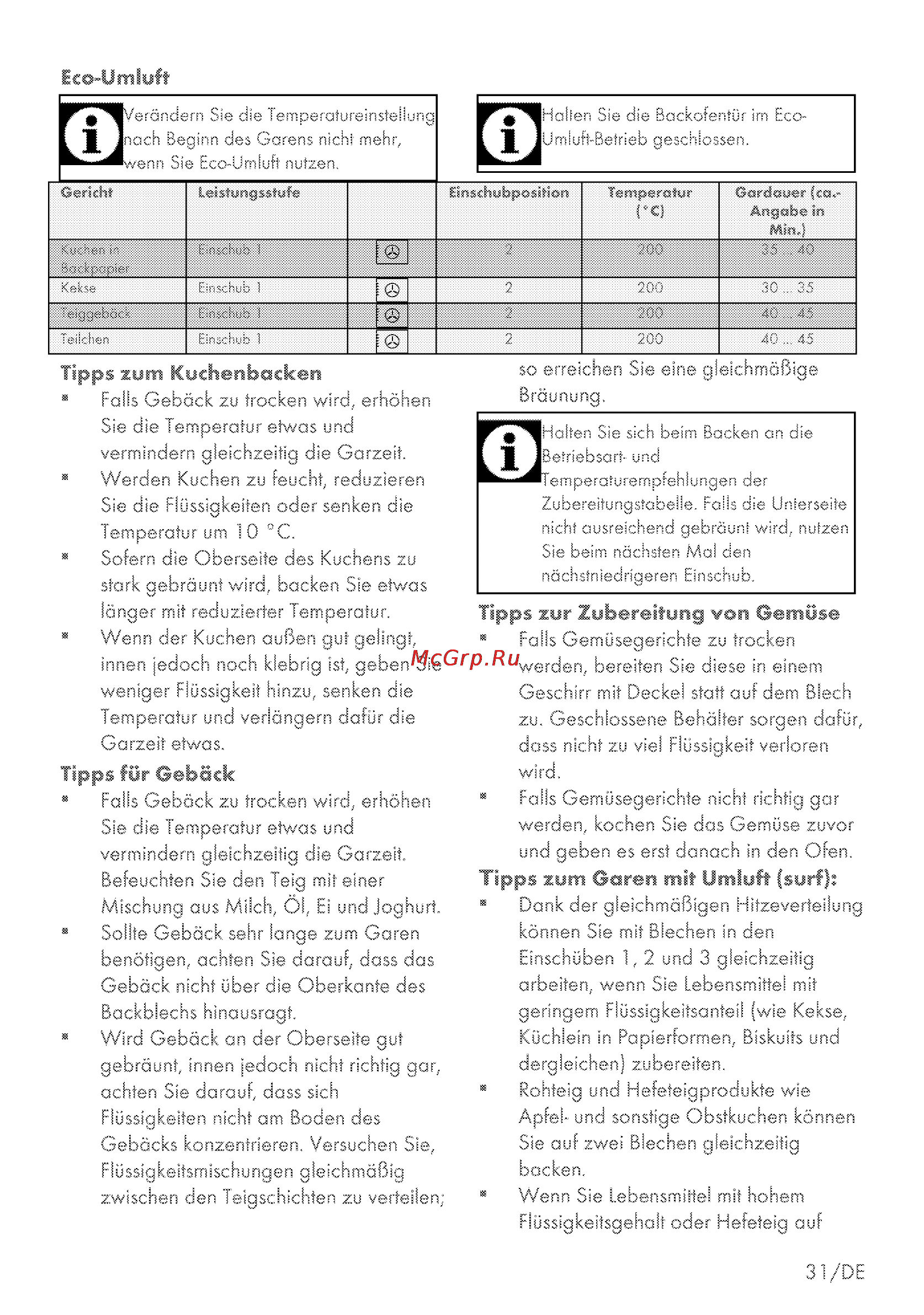 Grundig GEZS 47000 B [31/80] Tipps wm kuchenbacksu
