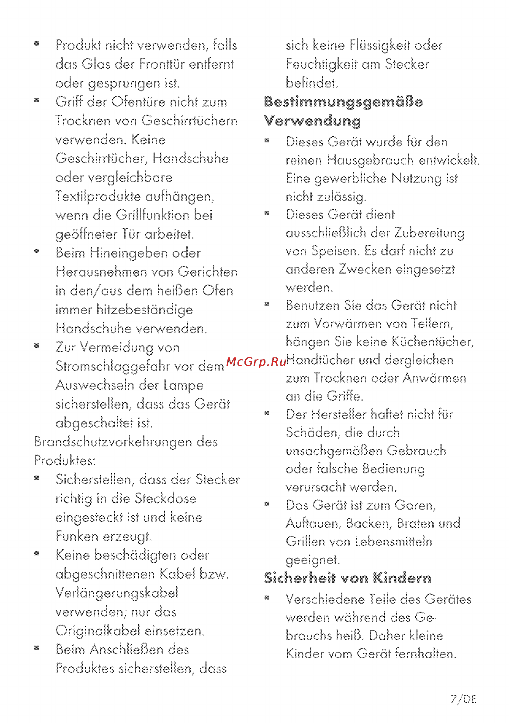 Grundig GEZS 47000 B [7/80] Sicherheit von kindern