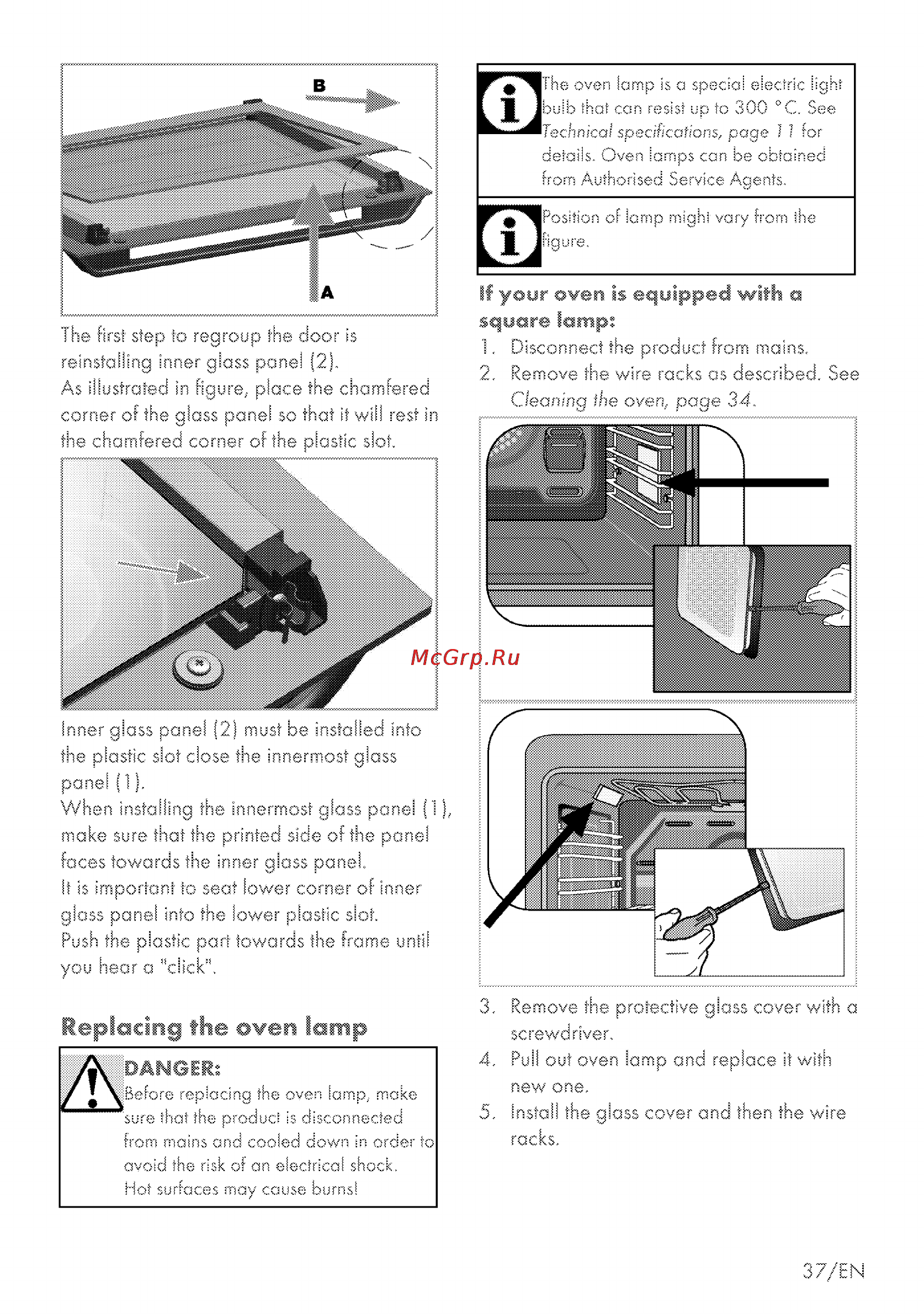Grundig GEZS 47000 B [77/80] Replacing the oven lamp