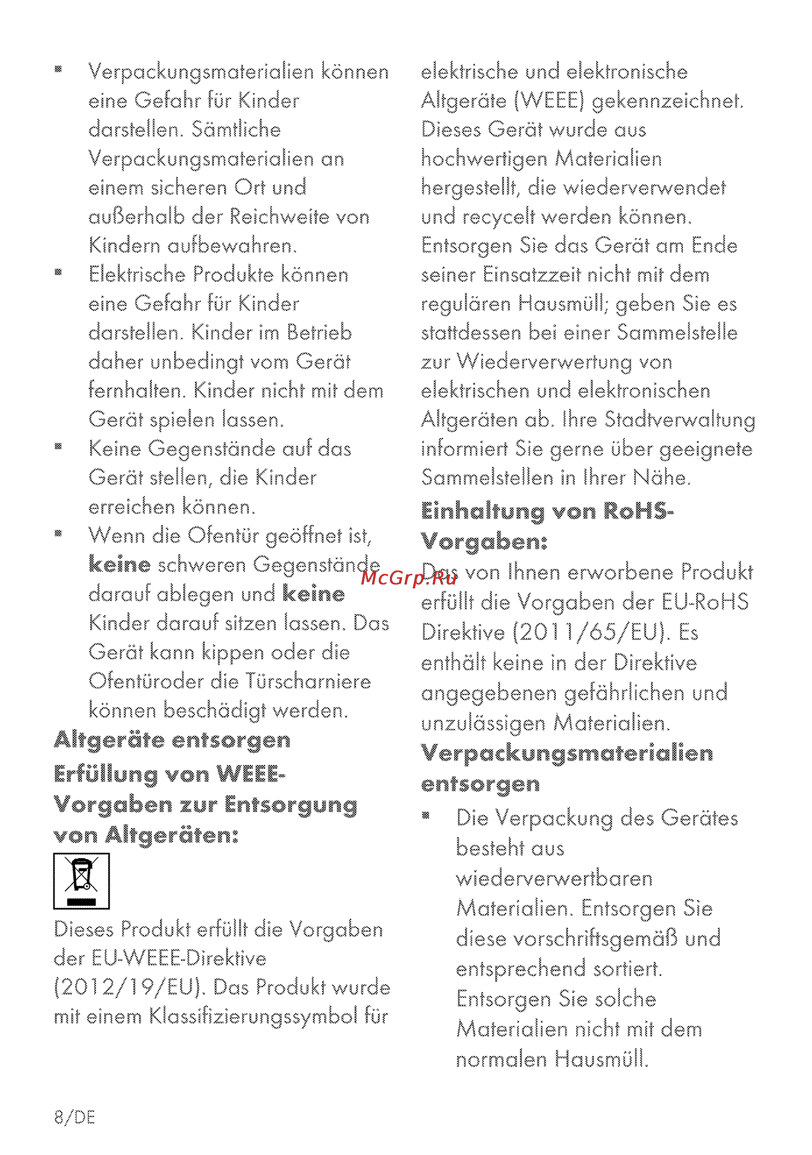 Grundig GEZS 47000 B [8/80] Altgeräte entsorgen errollong von wiee vorgaben zor intsorgong von altgeräten