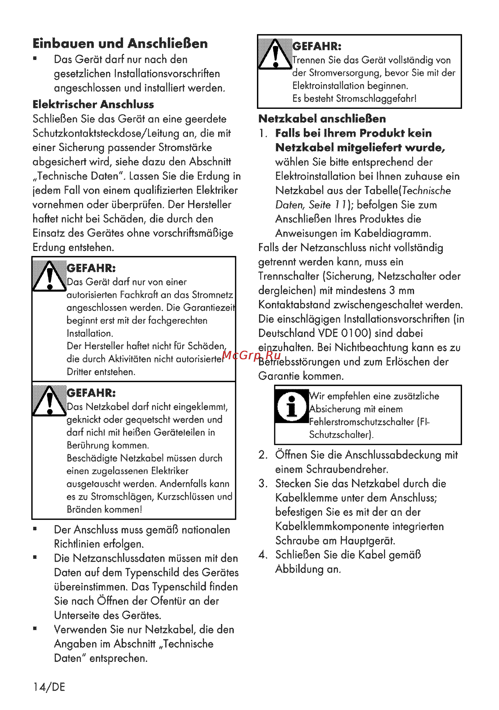 Grundig GEHC 11000 X [14/56] Einbauen und anschließen