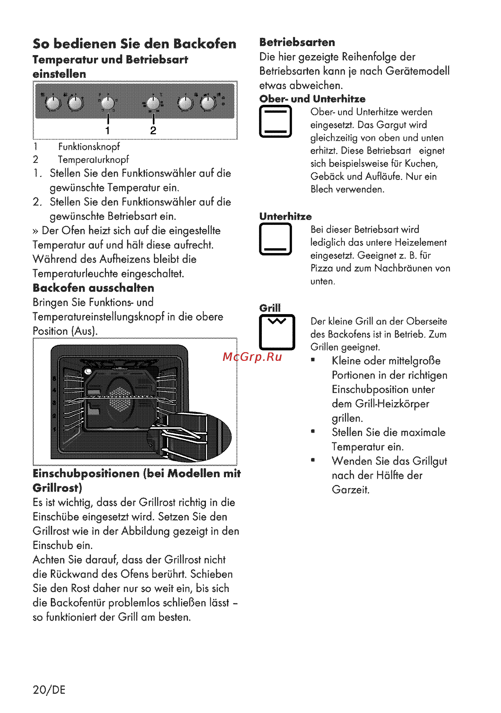 Grundig GEHC 11000 X [20/56] So bedienen sie den backofen