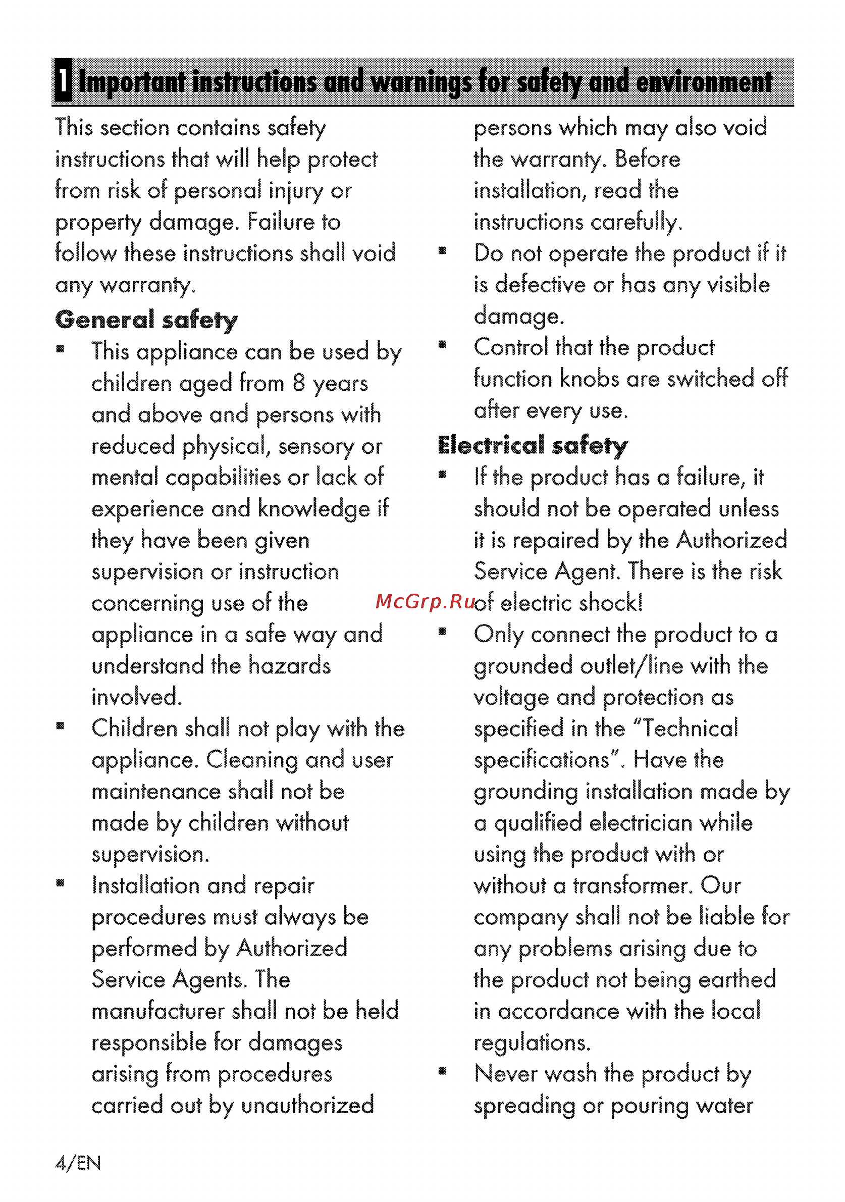 Grundig GEHC 11000 X [30/56] Electrical safety