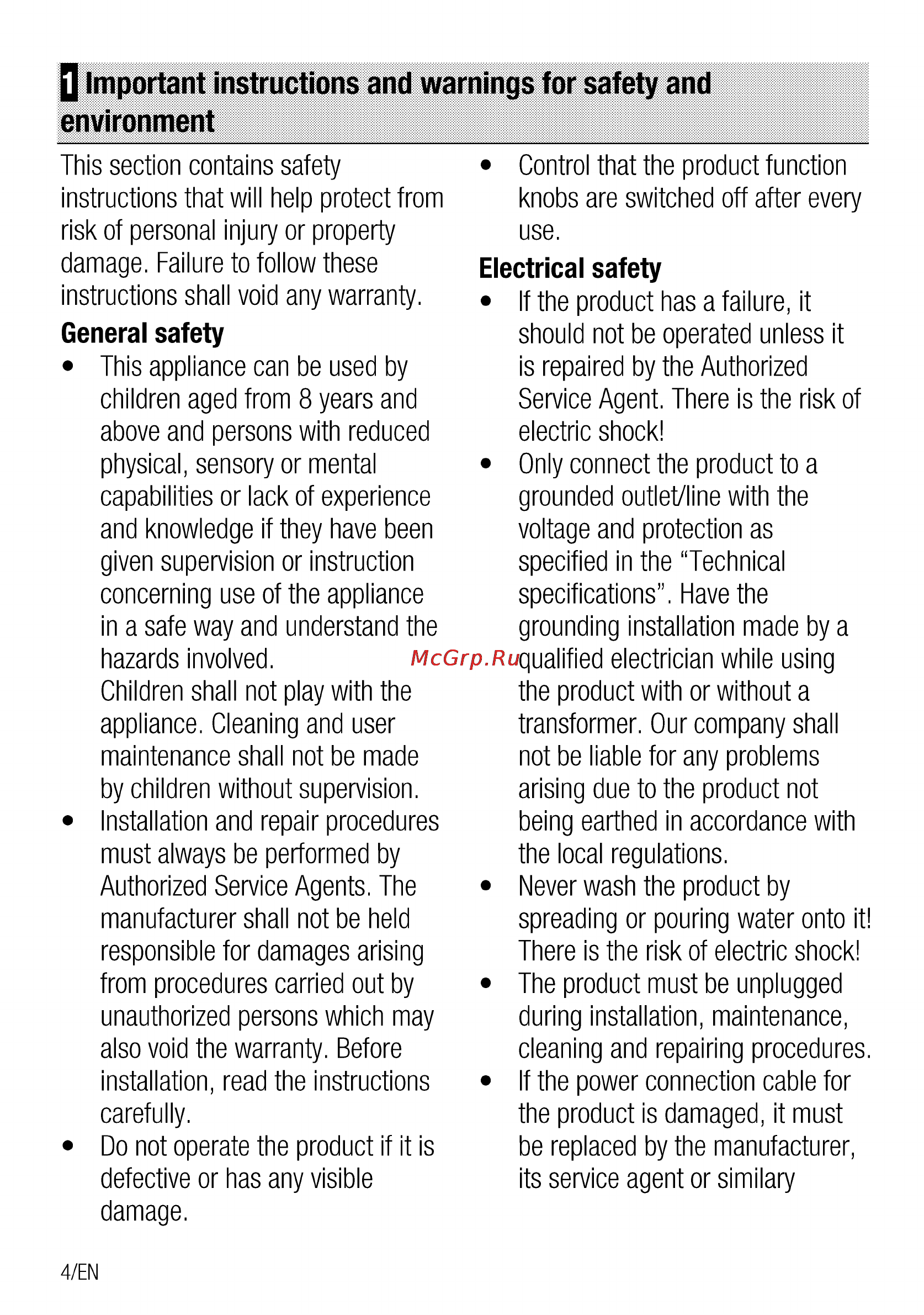 Grundig GIEI 624410 X [28/52] Q important instructions and warnings for safety and environment