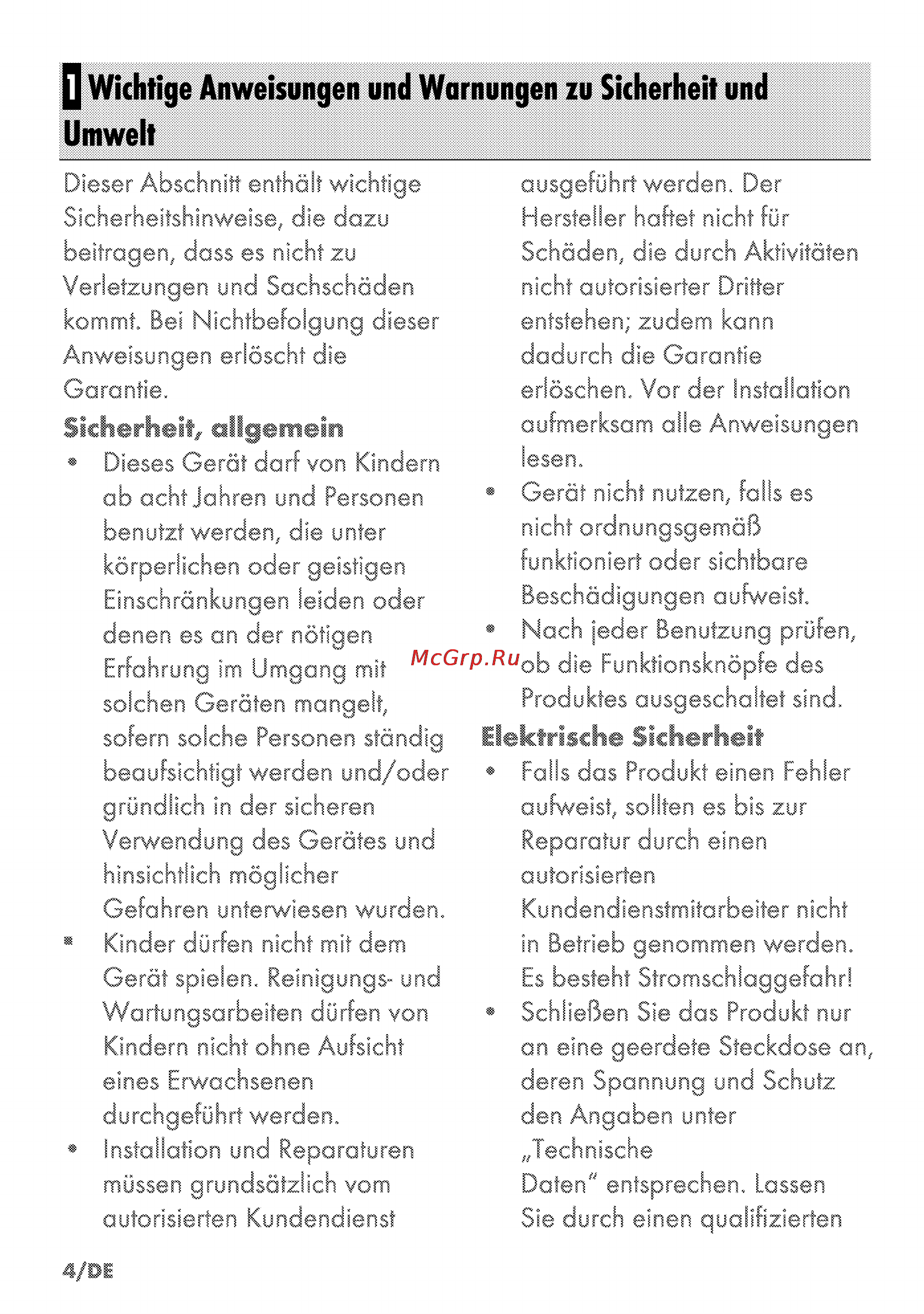 Grundig GIEI 635410 N [4/56] Q wichtige anweisungen und warnungen zu sicherheit und