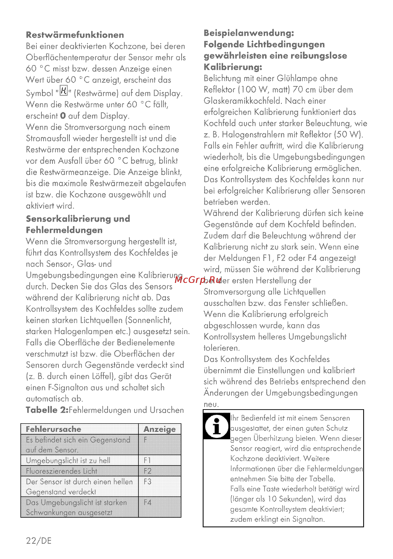 Grundig GIEV 323210 E [22/48] Beispielanwendung folgende lkhtbedingengen gewährleisten eine reibungslose kalibrierung