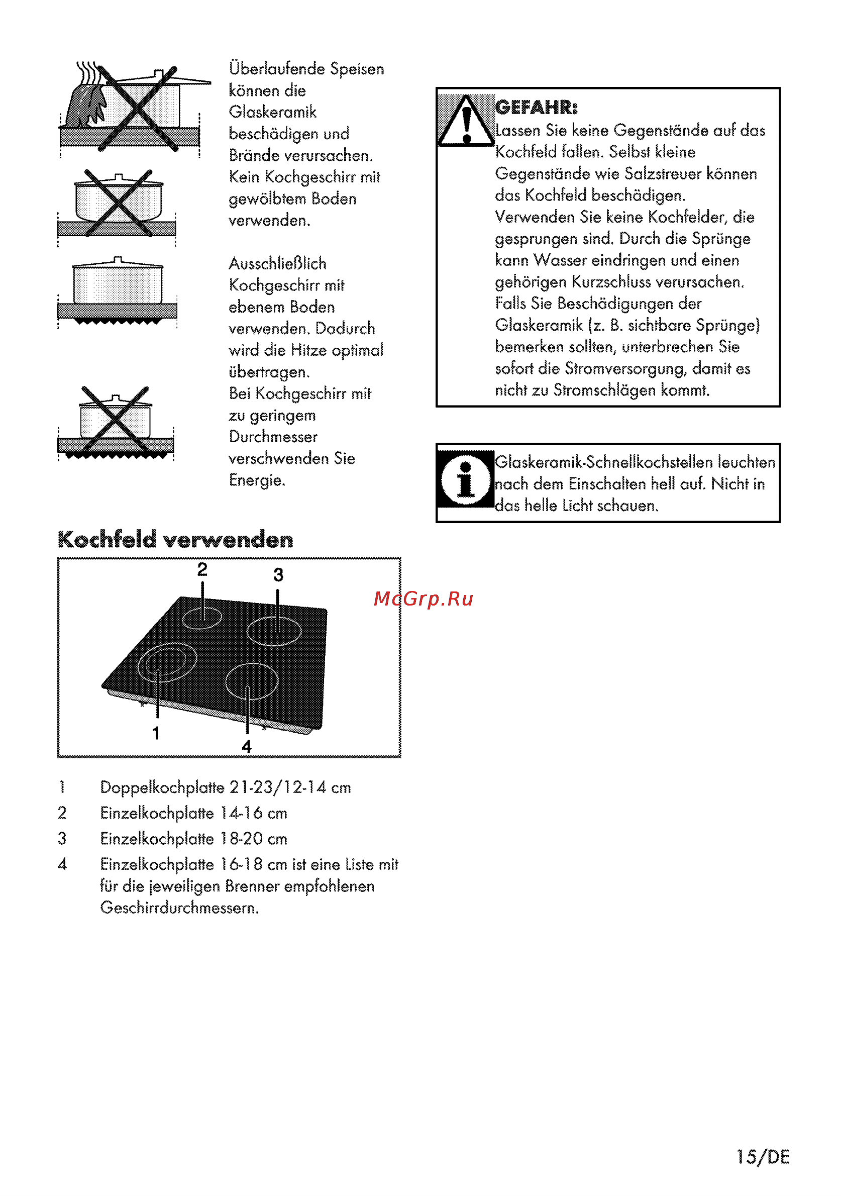 Grundig GIEV 613420 E [15/52] Kochfeld verwenden