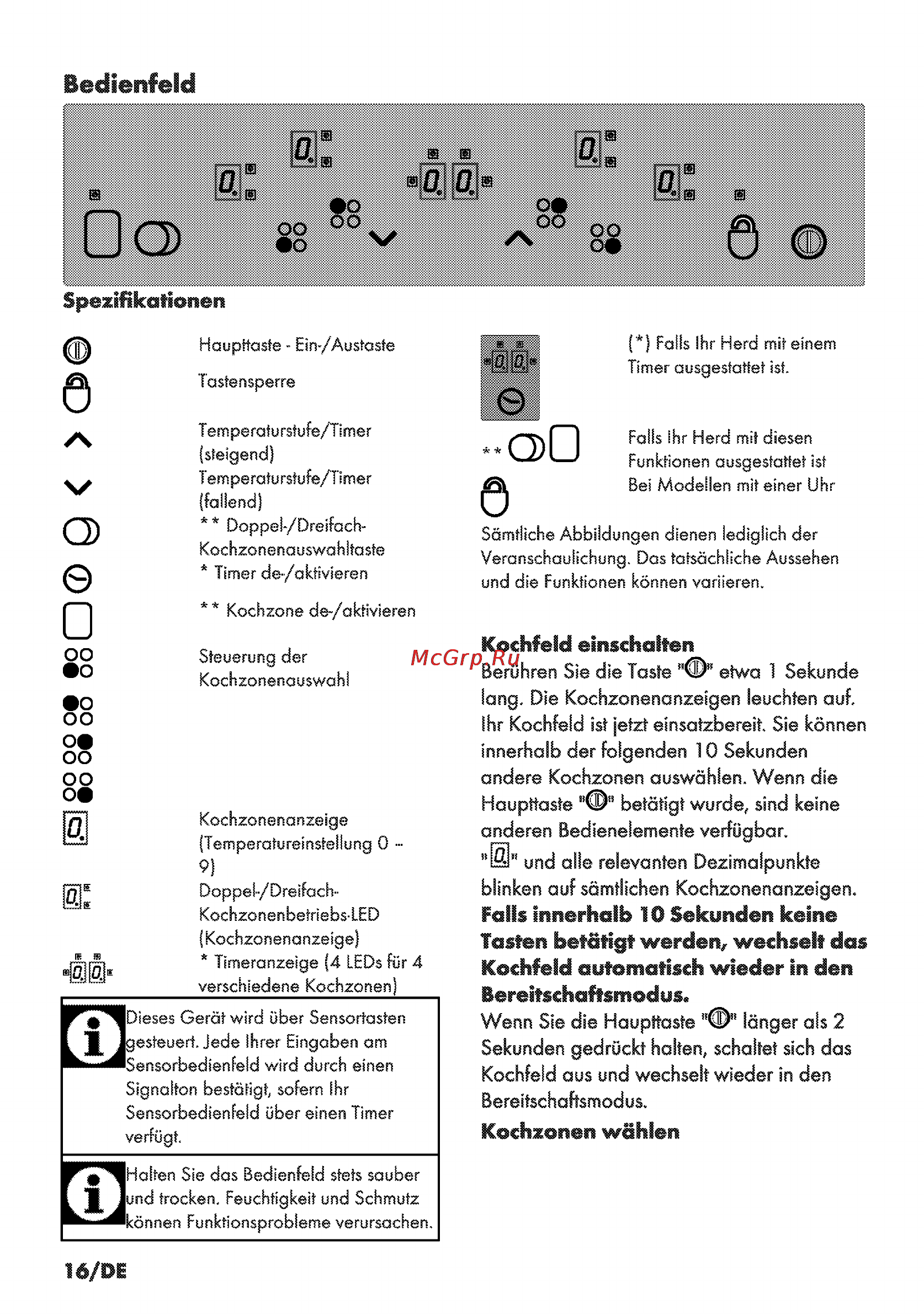 Grundig GIEV 613420 E [16/52] Bedienfeld