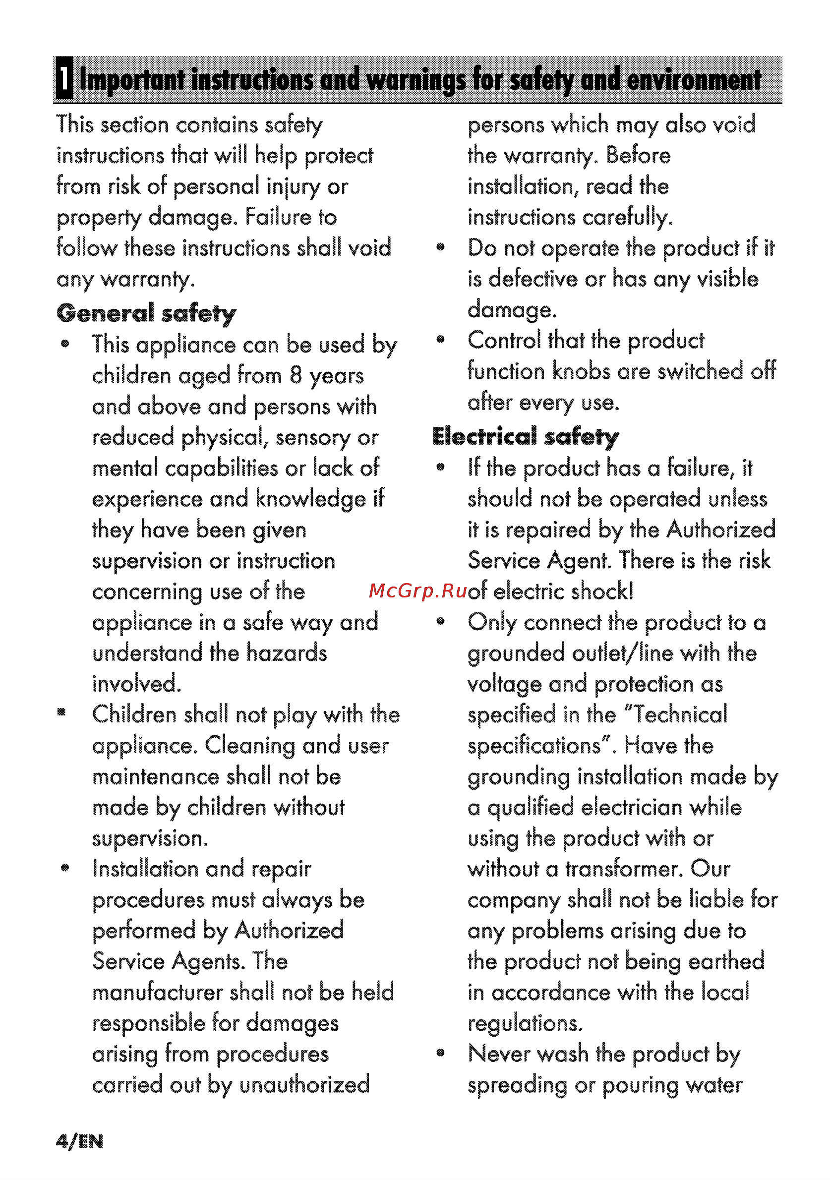 Grundig GIEV 613420 E [30/52] Electrical safety