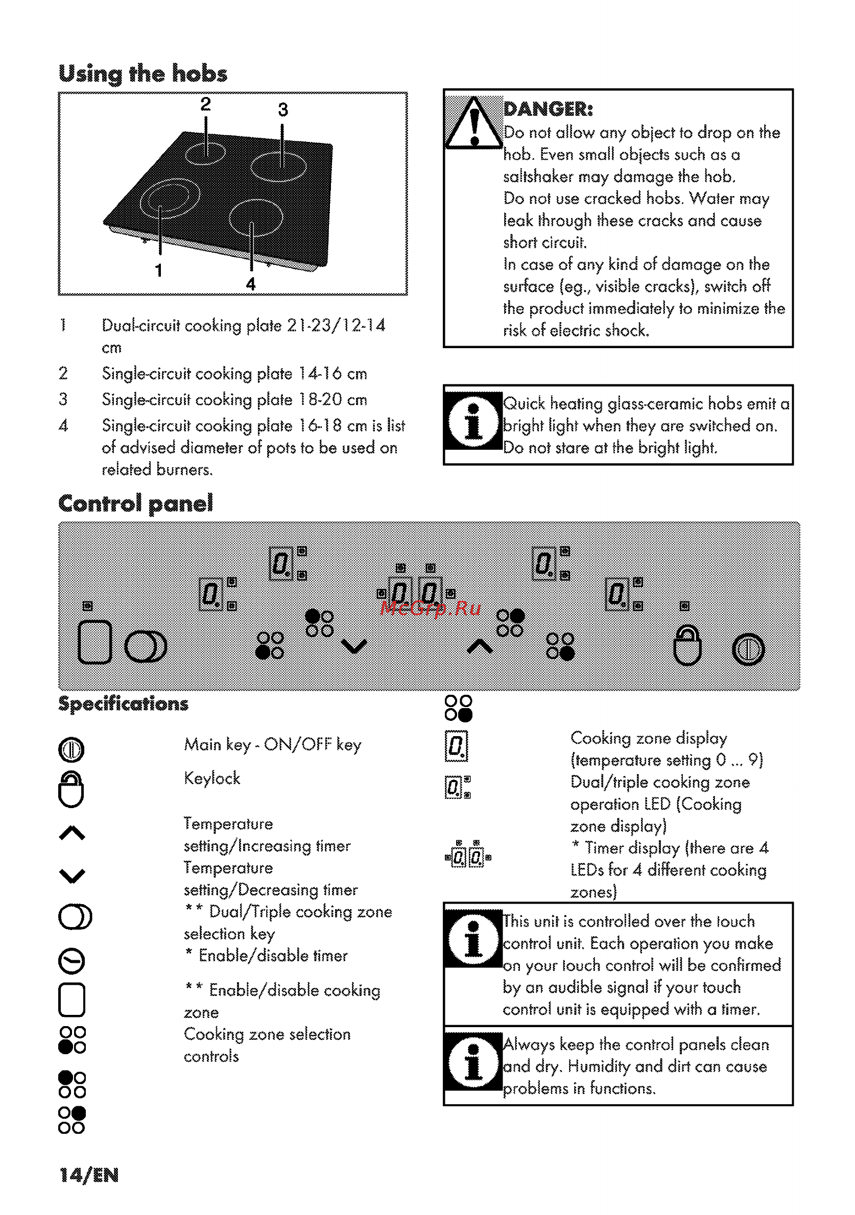 Grundig GIEV 613420 E [40/52] Control panel