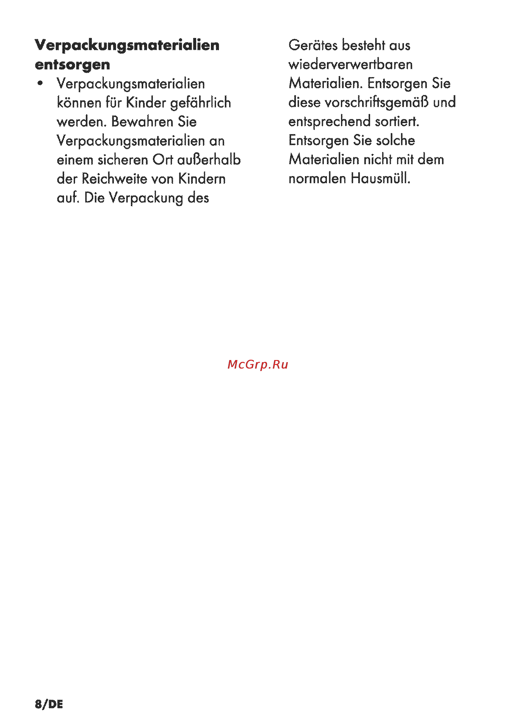 Grundig GIEV 624430 X [8/52] Verpackungsmaterialien entsorgen